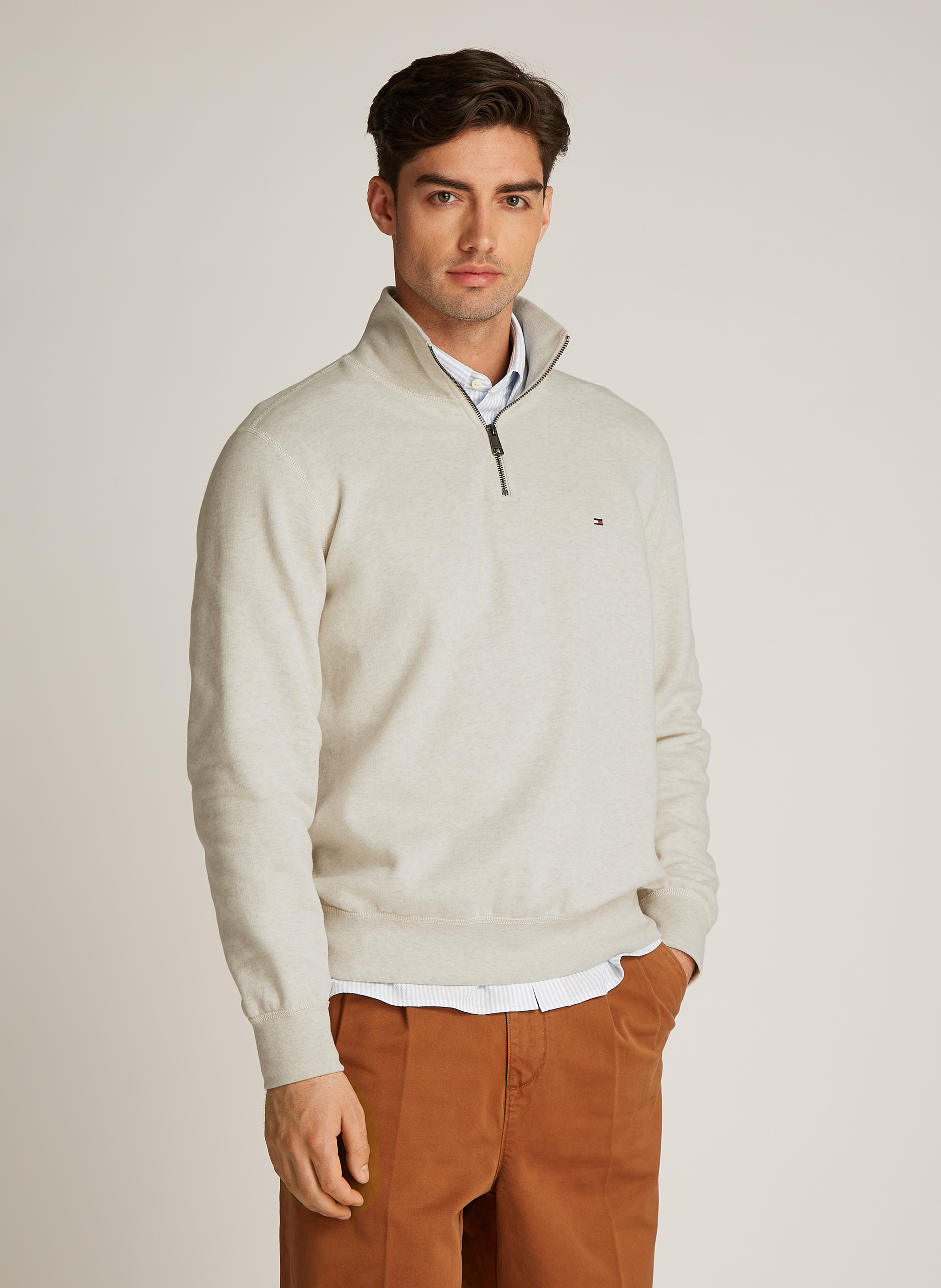 Cotton-blend high-neck jumper TOMMY HILFIGER Beige