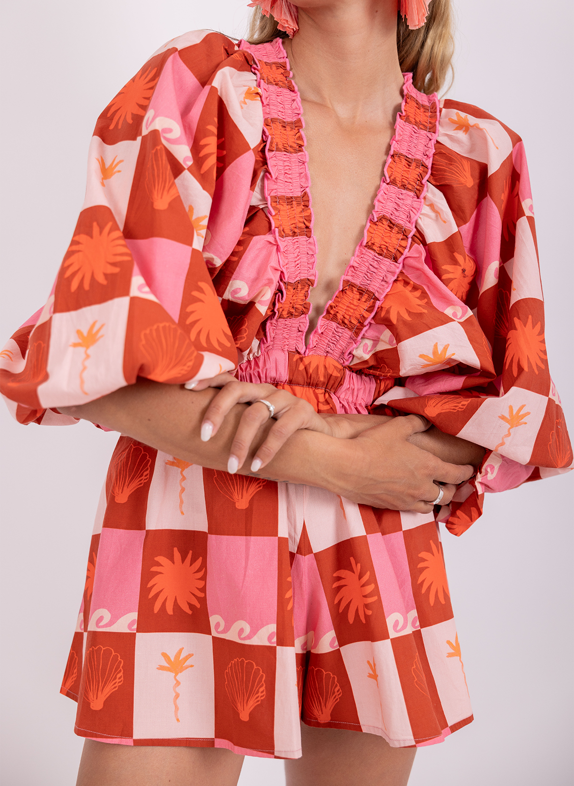 Combishort large en coton SUNDRESS Marron