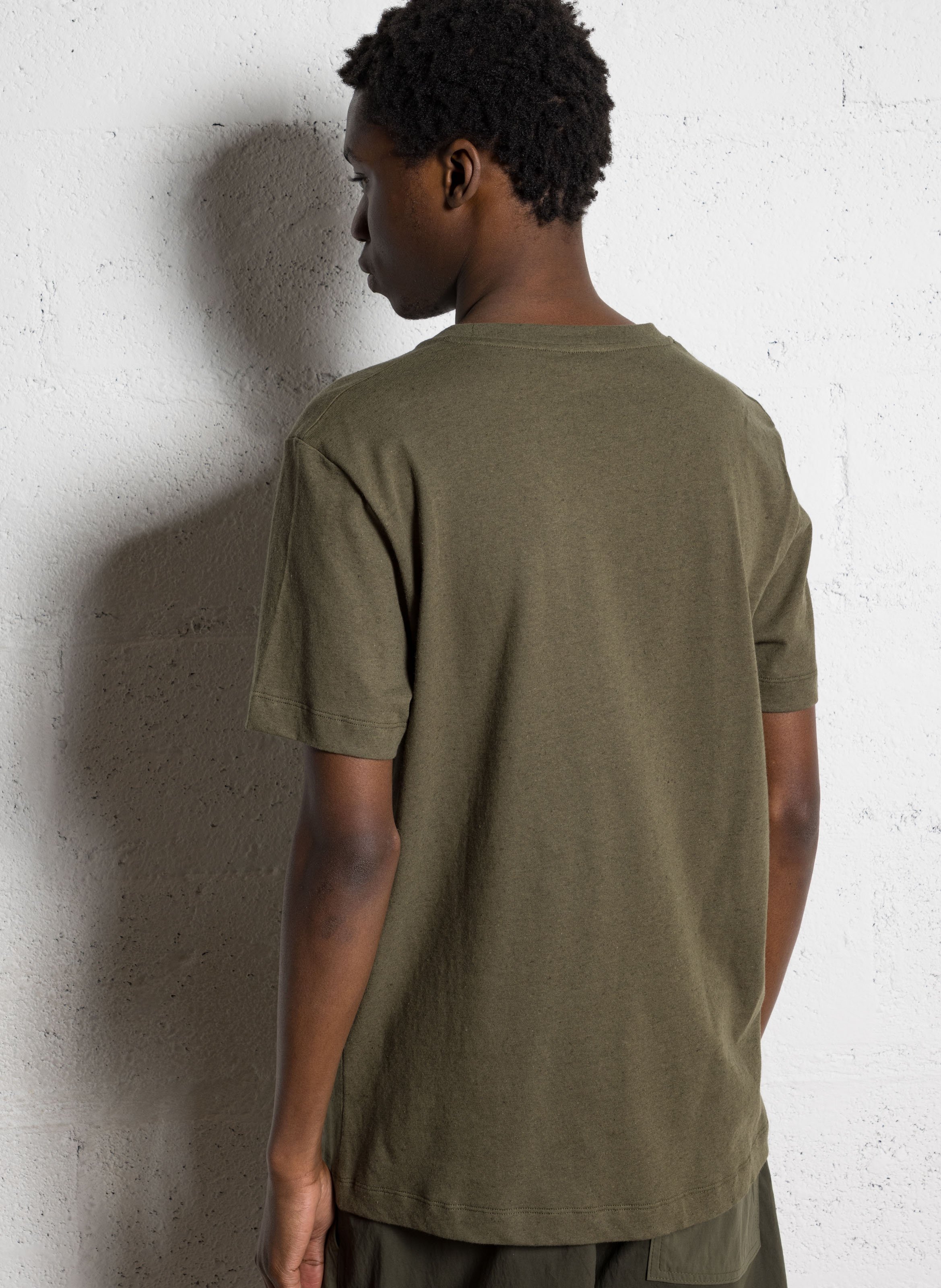 Basic cotton-mix T-shirt AU PRINTEMPS PARIS Khaki