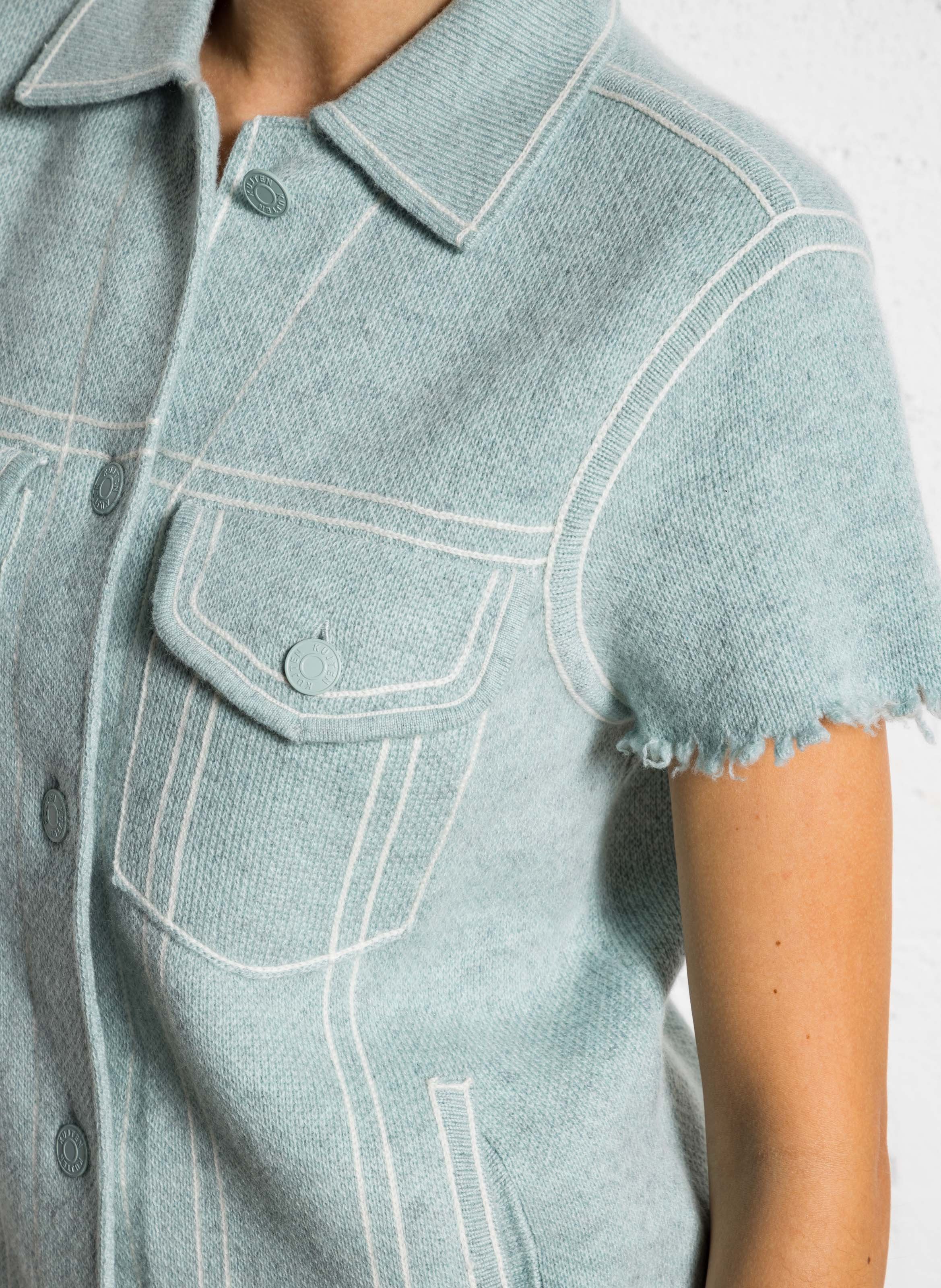 Top col classique en cachemire KUJTEN Vert