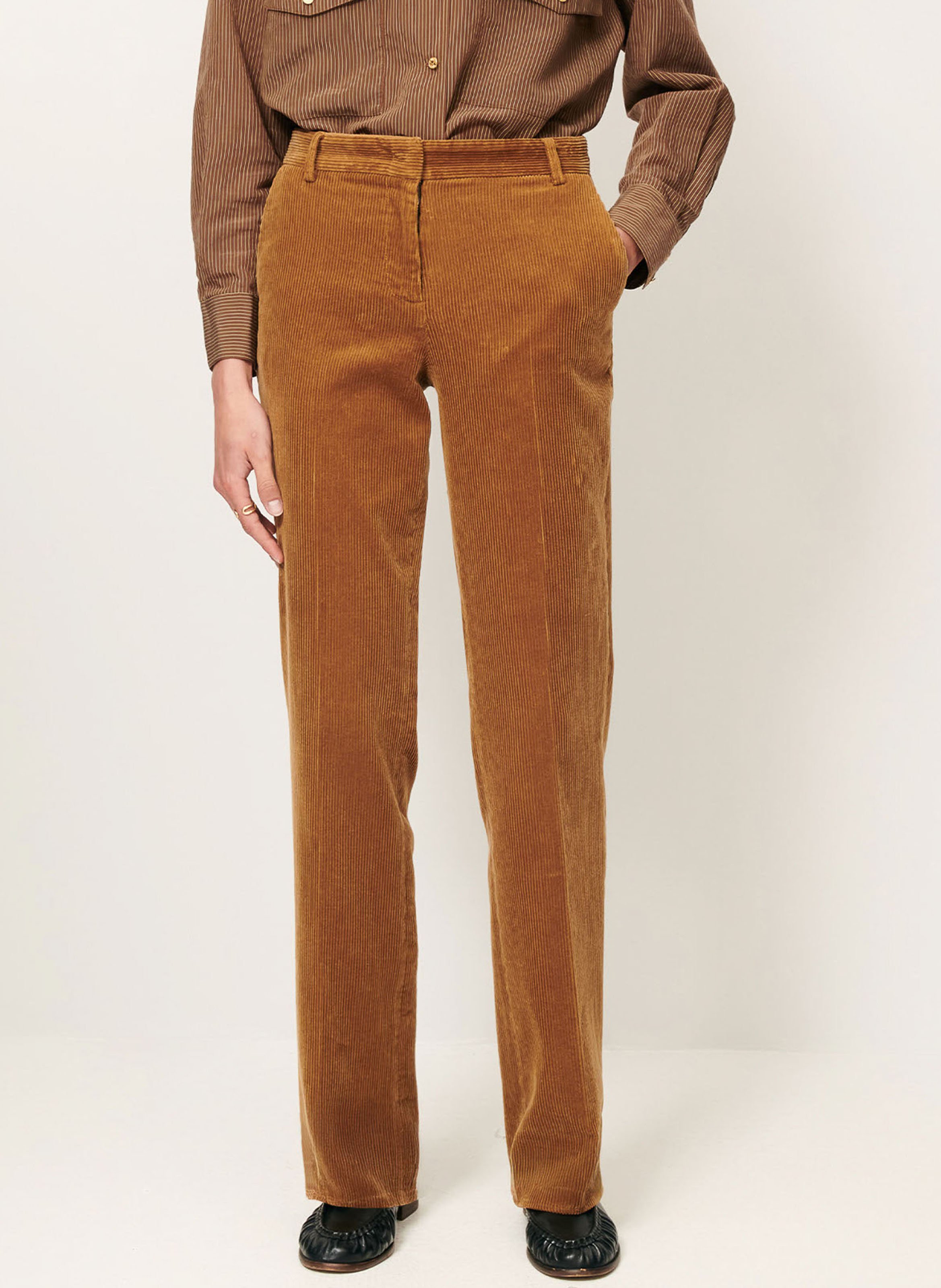 Pantalon droit en coton mélangé SESSUN Marron