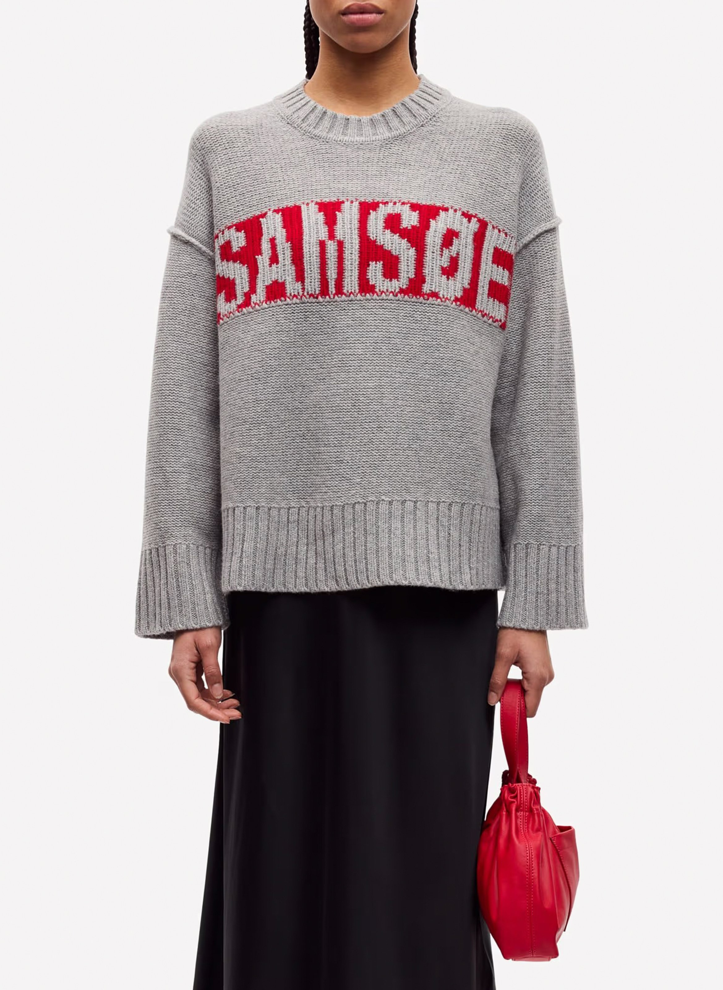 Gerade geschnittener Pullover aus Wollmix SAMSOE SAMSOE Silber