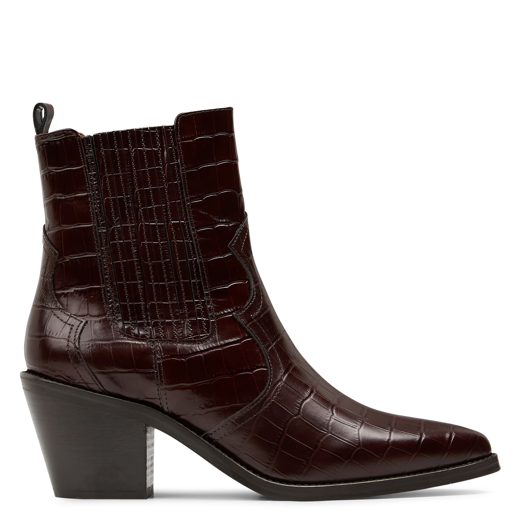 Bottines en cuir embossé croco BOBBIES Marron
