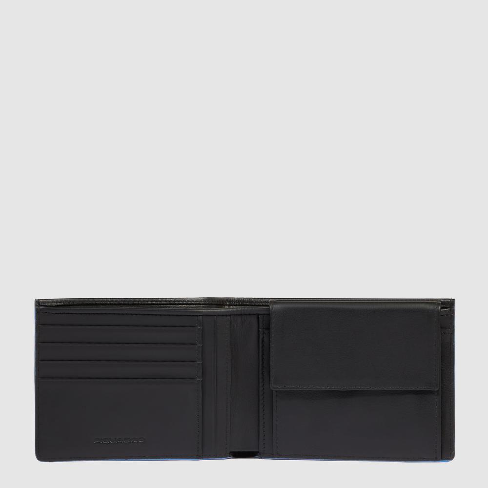 Men's leather wallet with coin pocket and RFID protection PIQUADRO Black