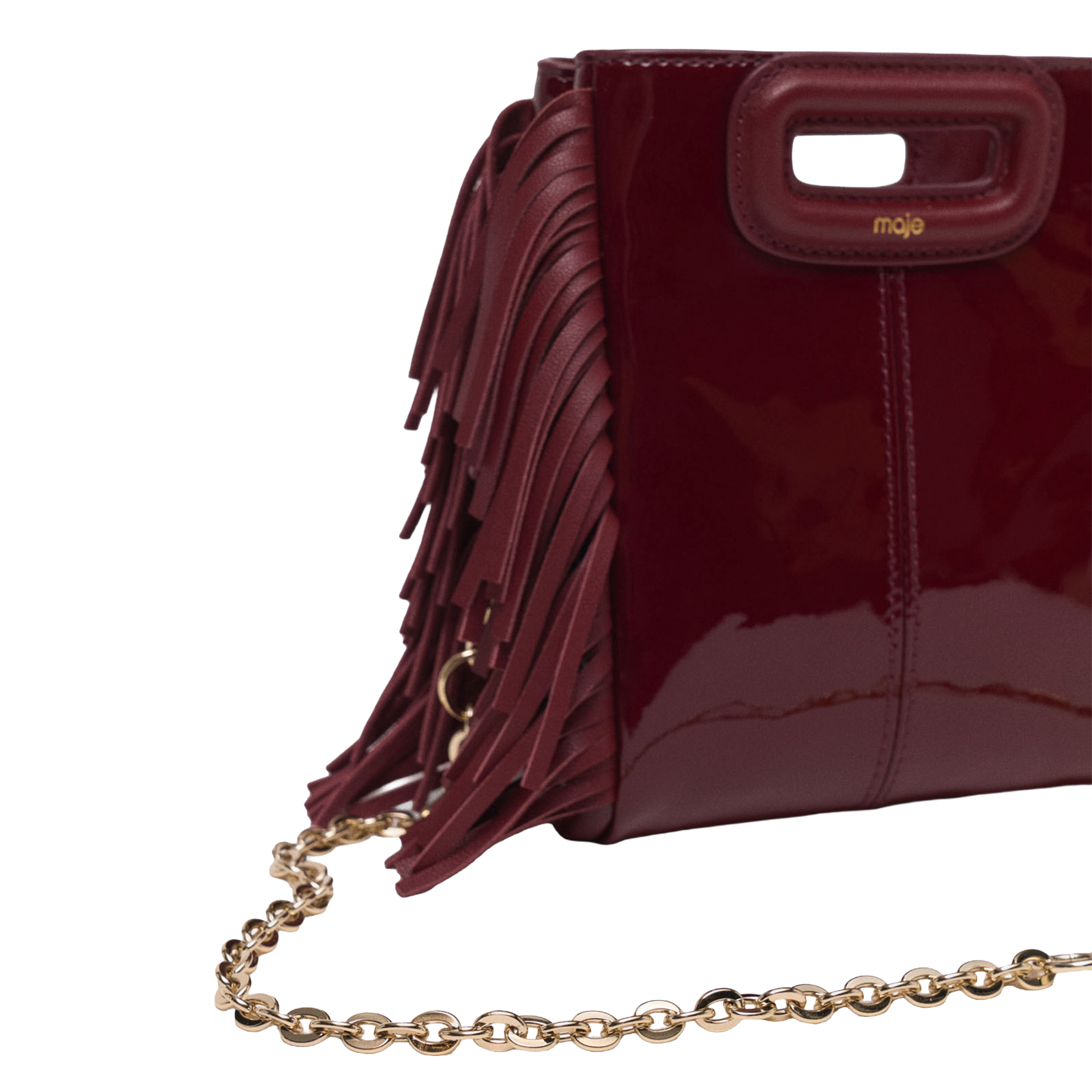 Sac bandoulière en cuir vernis MAJE Rouge