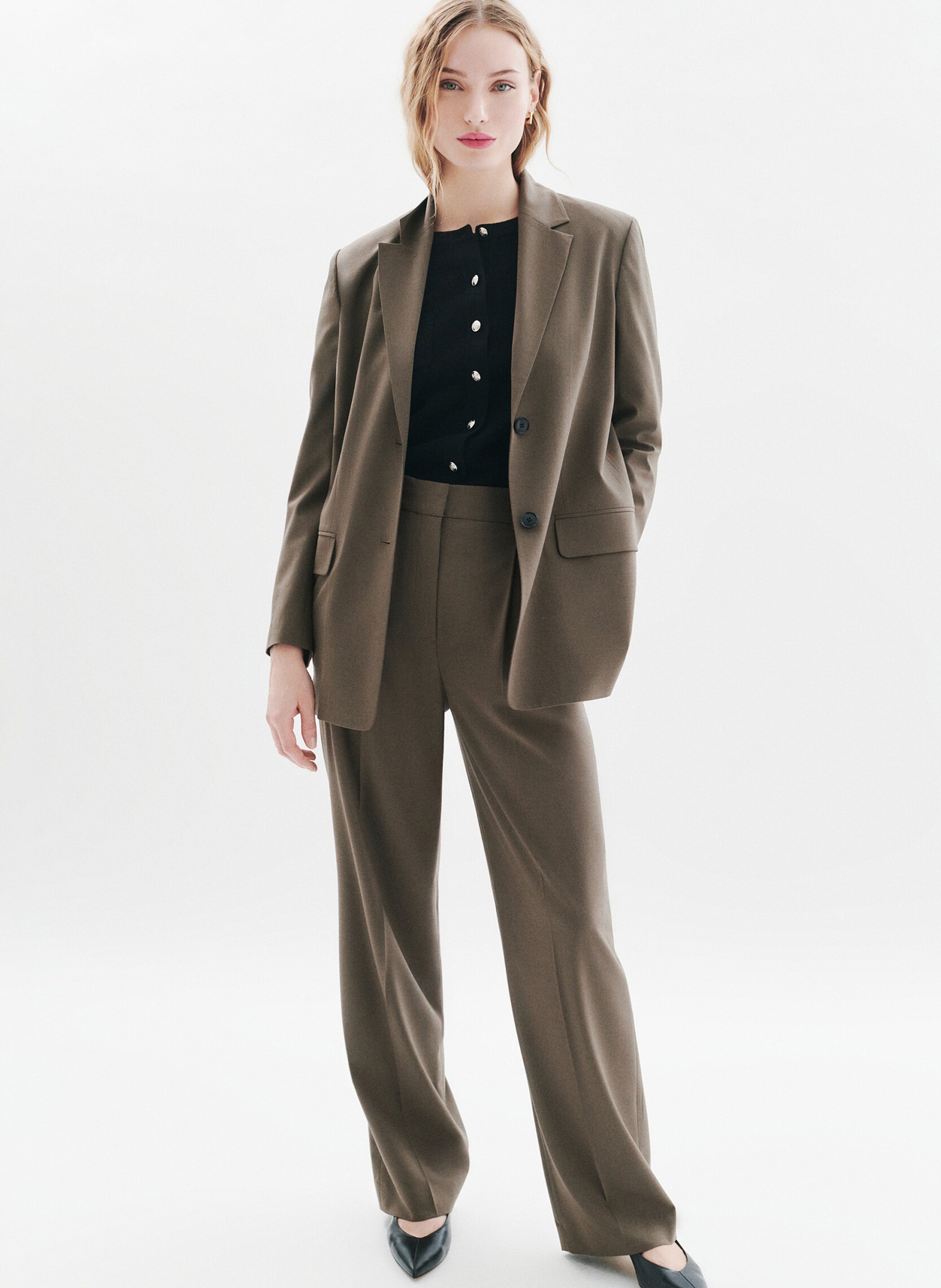 Pantalon à pinces droit CAROLL Marron