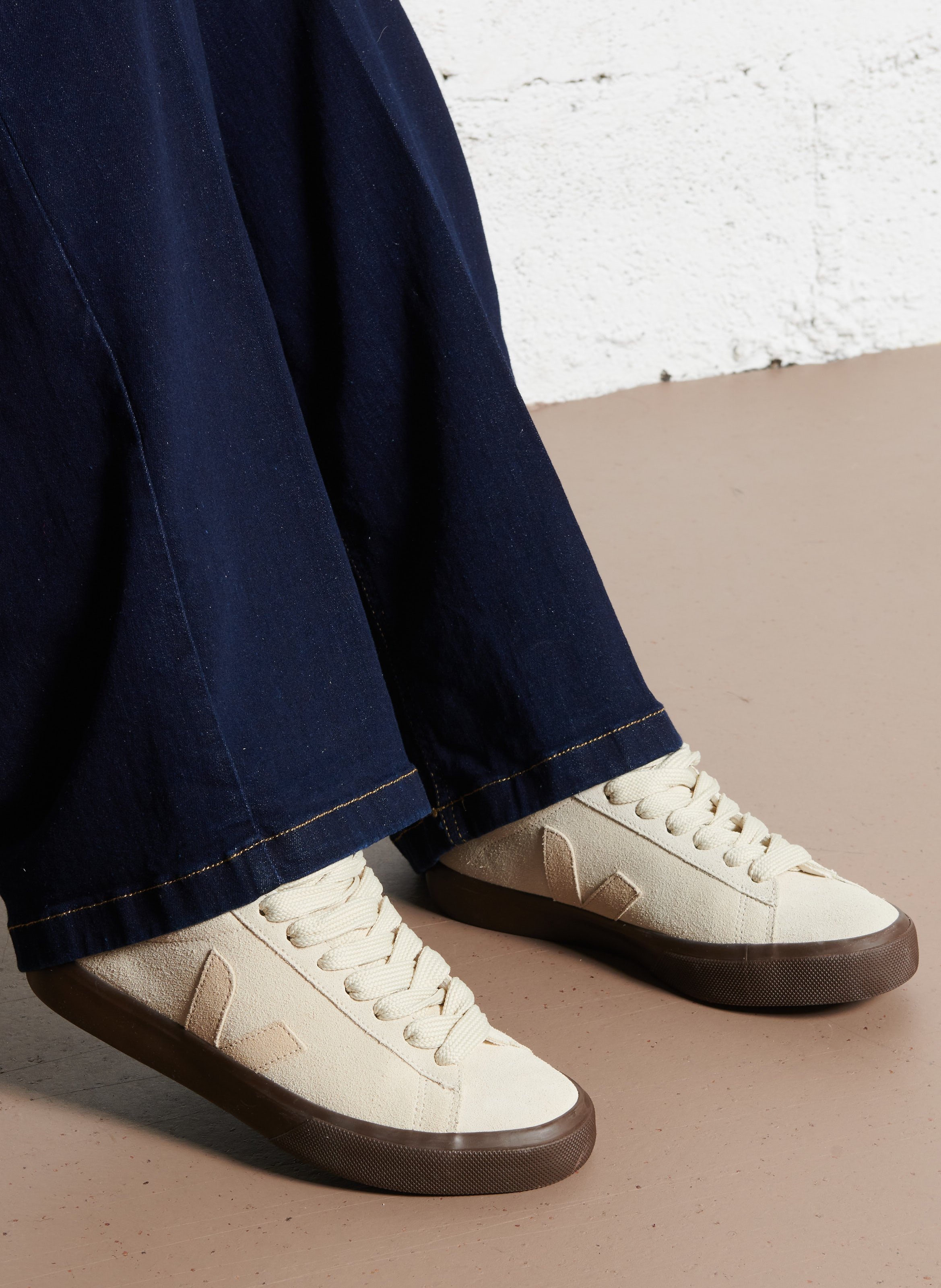 Baskets basses en cuir Beige