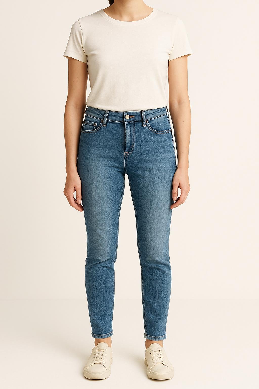 Cropped slim jeans with studs ACNE STUDIOS - Seconde Main Blue