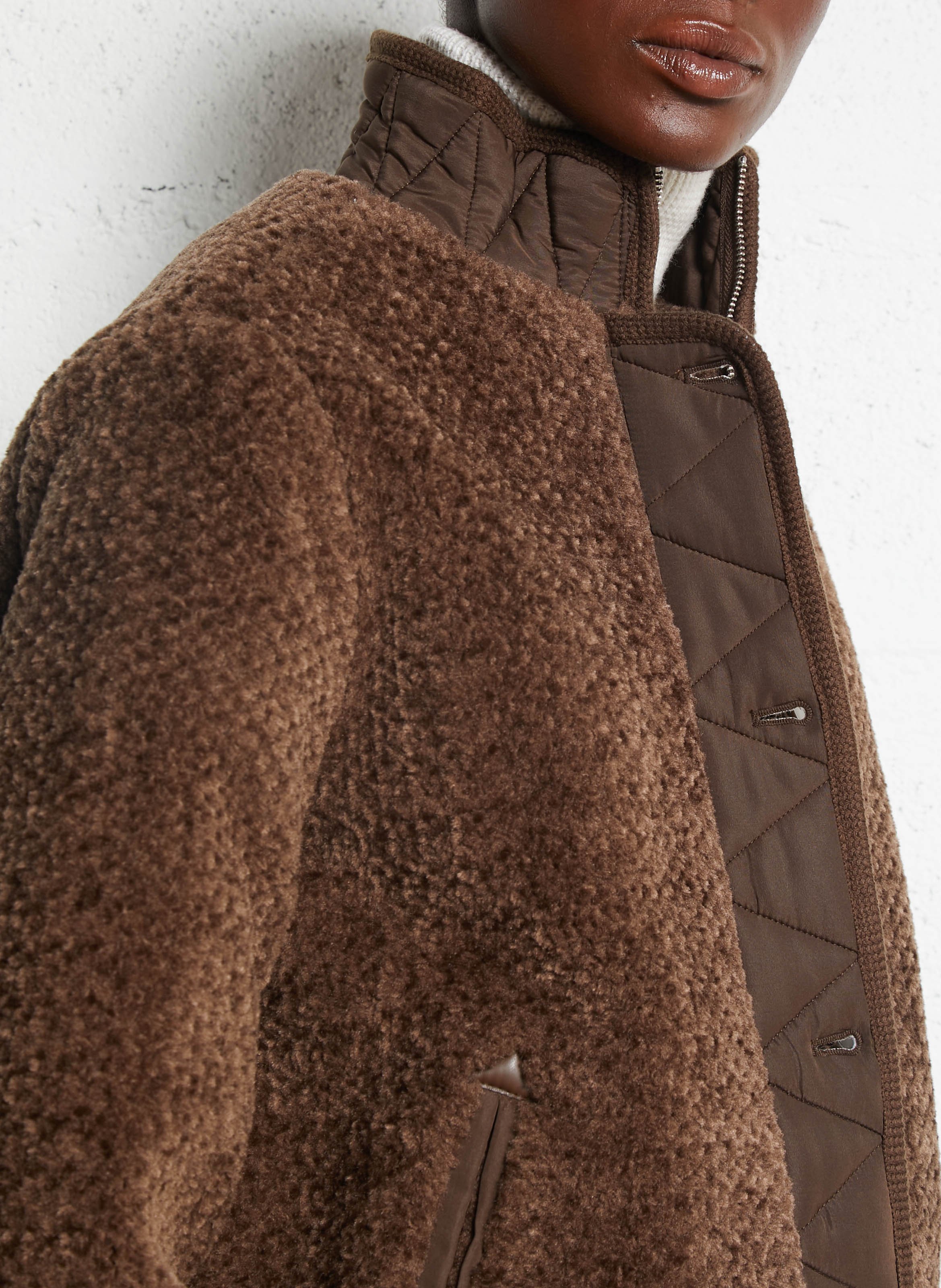 Kurzer einfarbiger Kunstpelzmantel SUD EXPRESS Braun