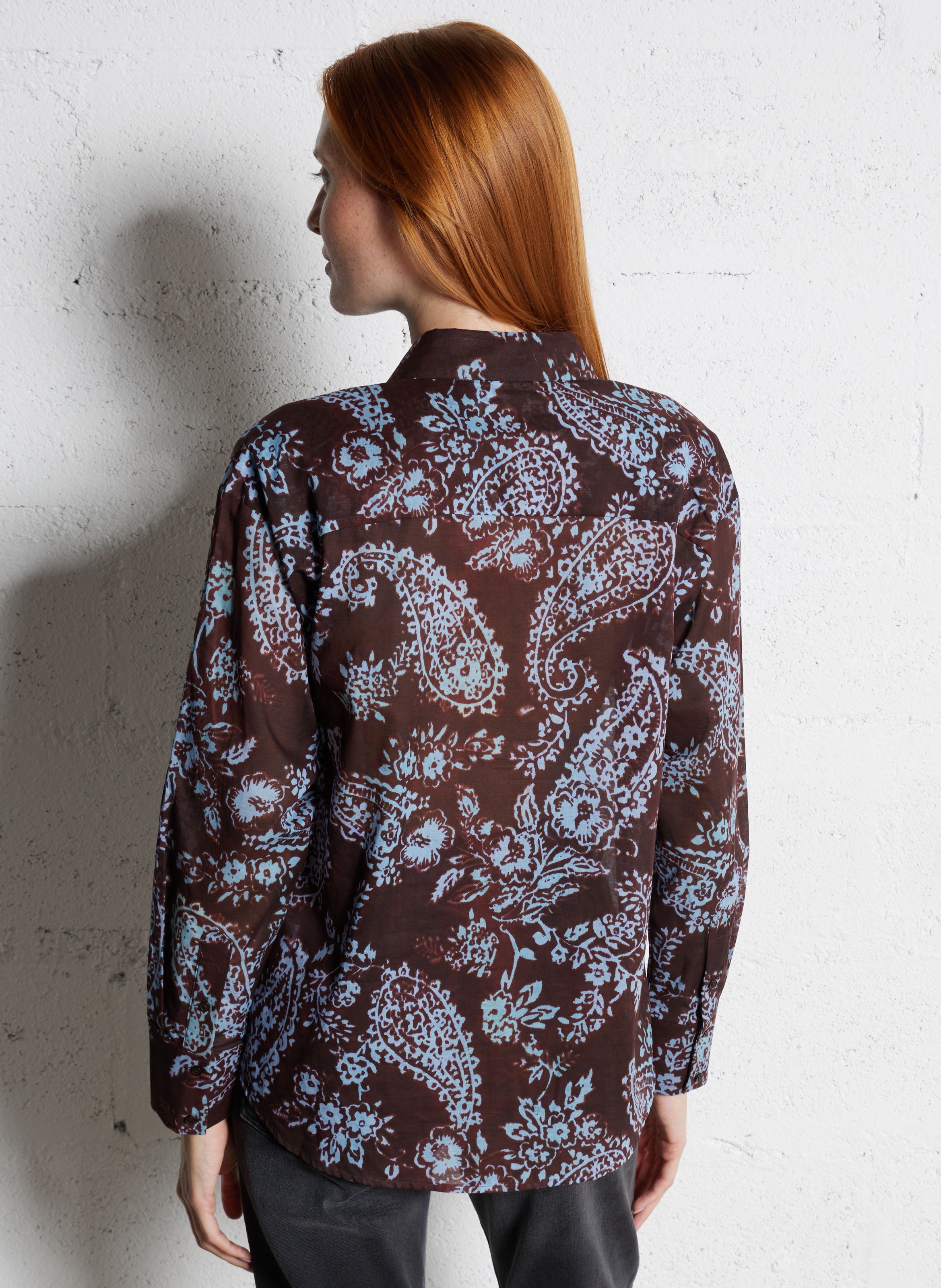 Chemise col classique en coton SUD EXPRESS Marron