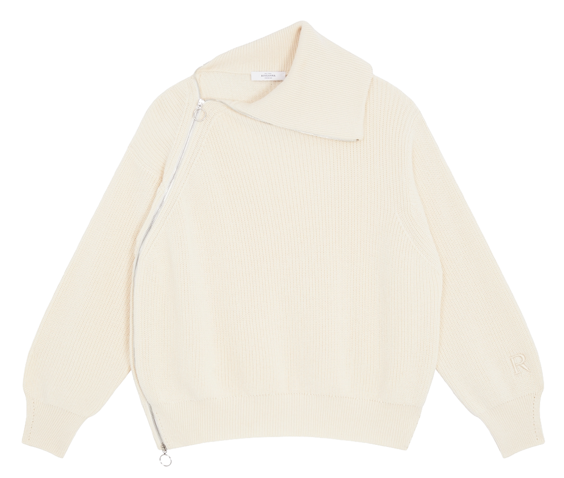 Pull asymétrique zippé en laine mélangée ROSEANNA Beige