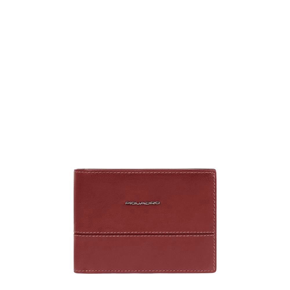 Men's wallet with ID card holder flap, coin pocket, credit card slots, and RFID protection PIQUADRO Brown