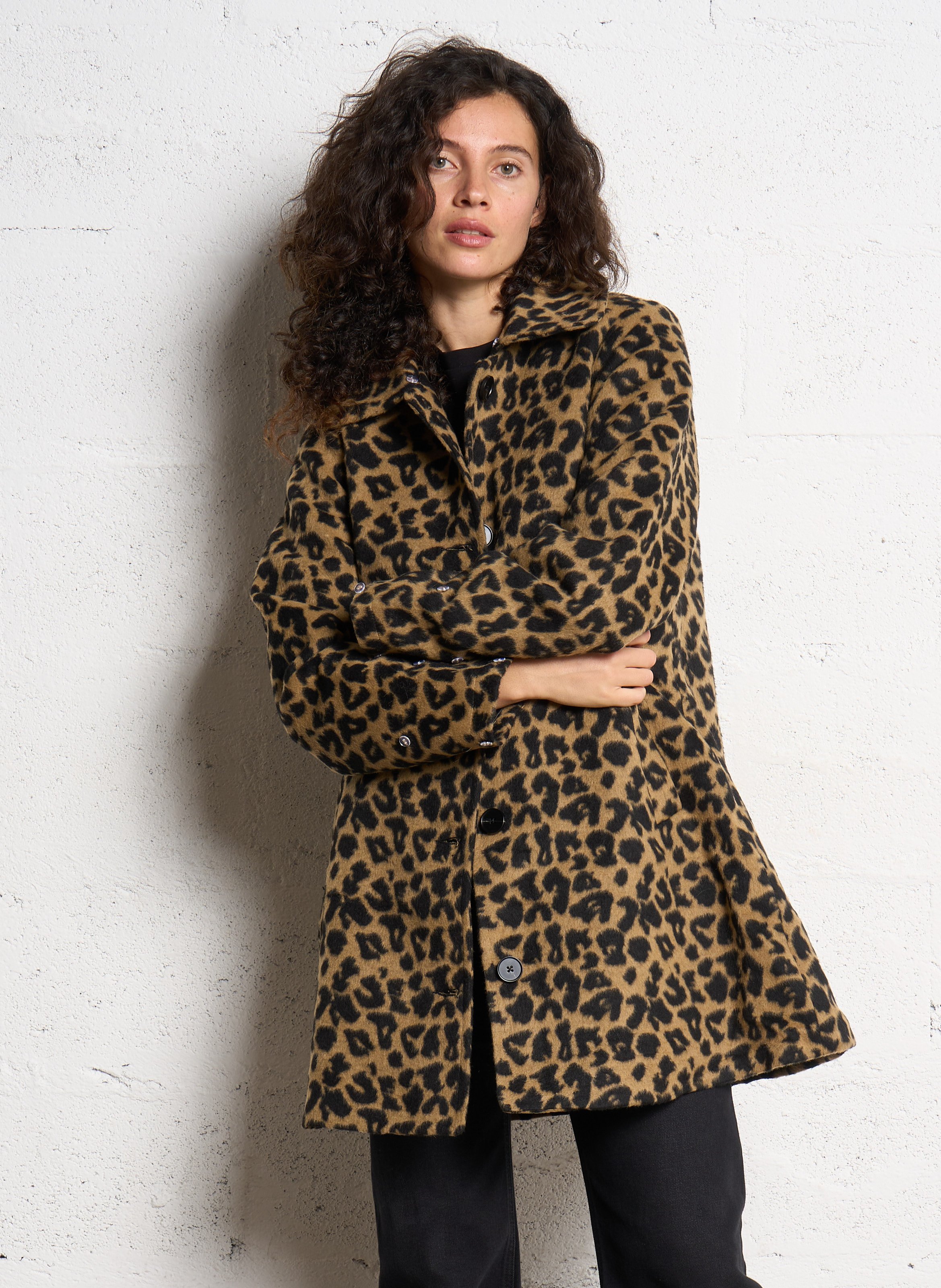 Manteau col montant à imprimé léopard NEVER FULLY DRESSED Multicolore