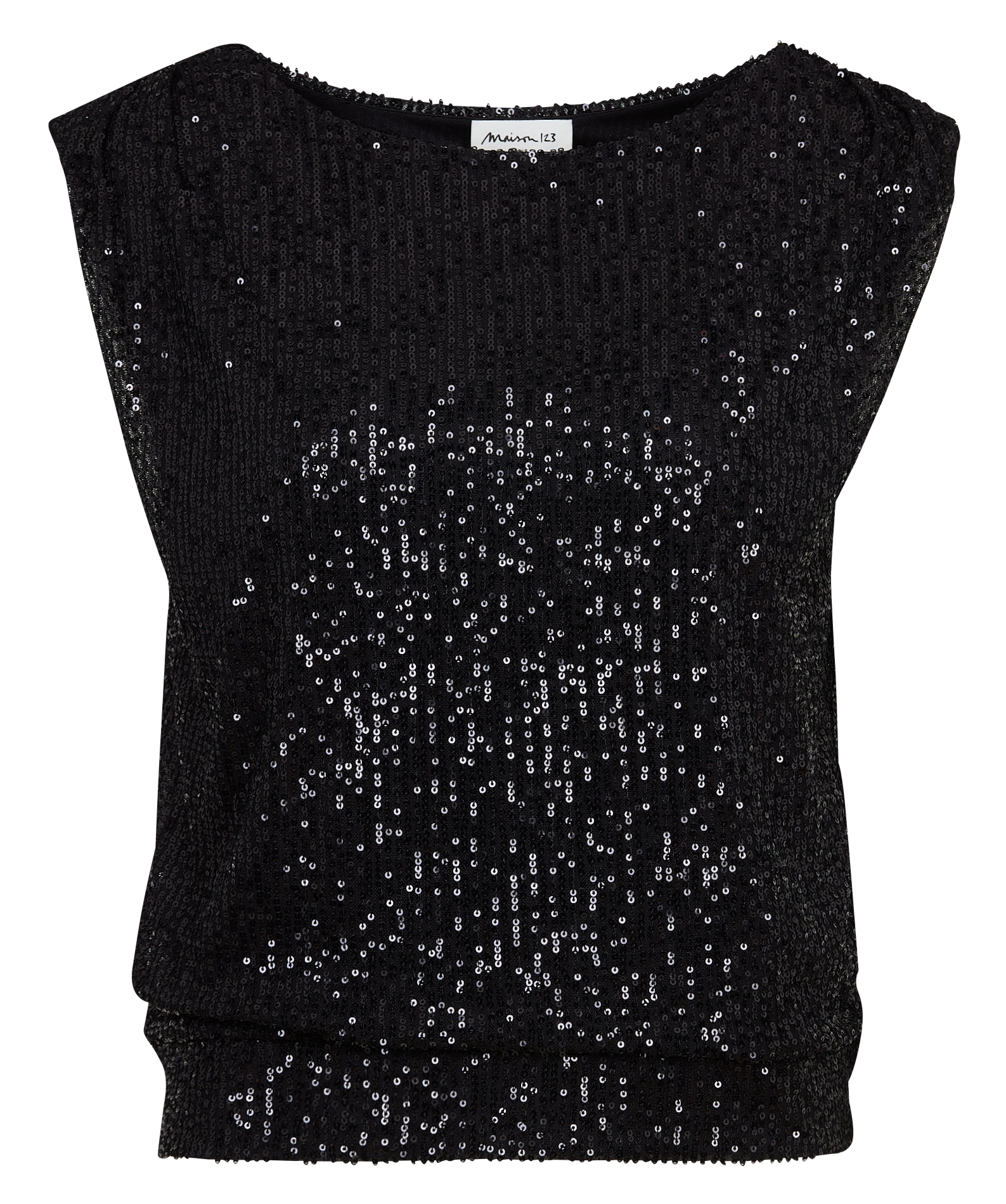 Top fluide sans manches sequins MAISON 123 Noir
