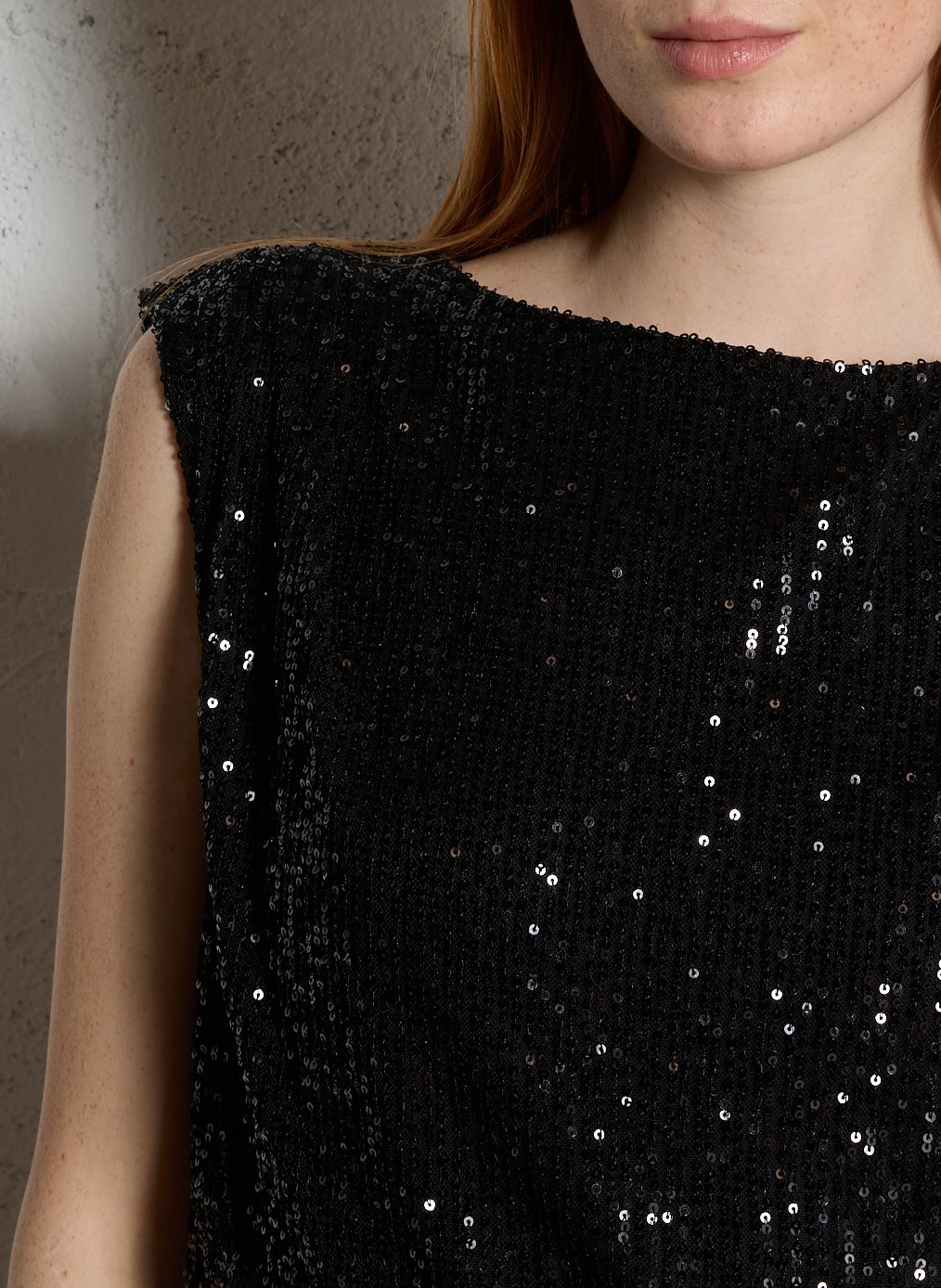 Top fluide sans manches sequins MAISON 123 Noir