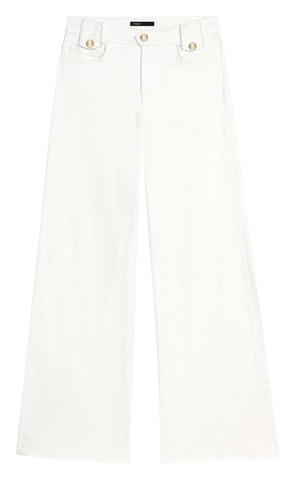 Wijde broek met knoopsgatelastiek MAJE Wit