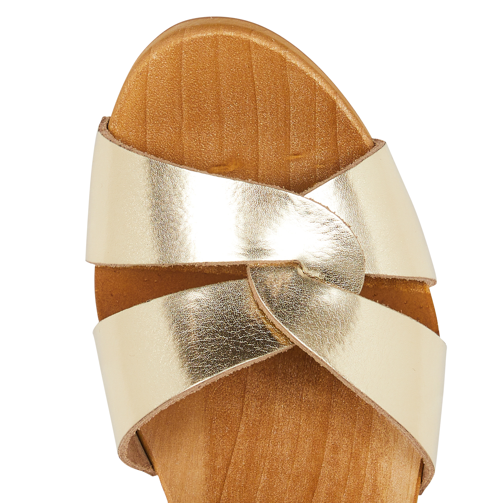 Sandalen mit überkreuzten Lederriemen und Absätzen BOSABO Golden