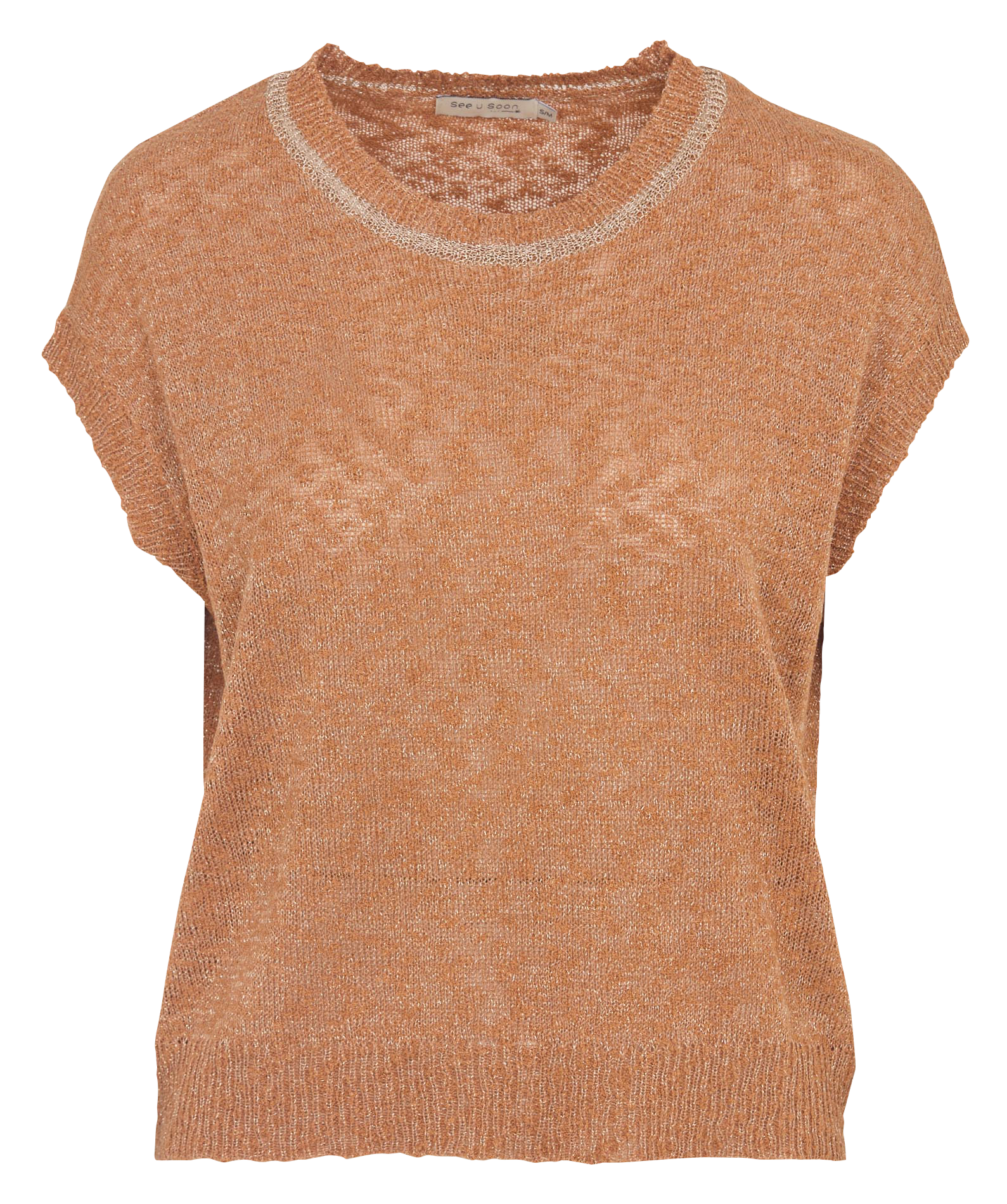<p>Pull ohne Ärmel aus metallischem Strick</p> SEE U SOON