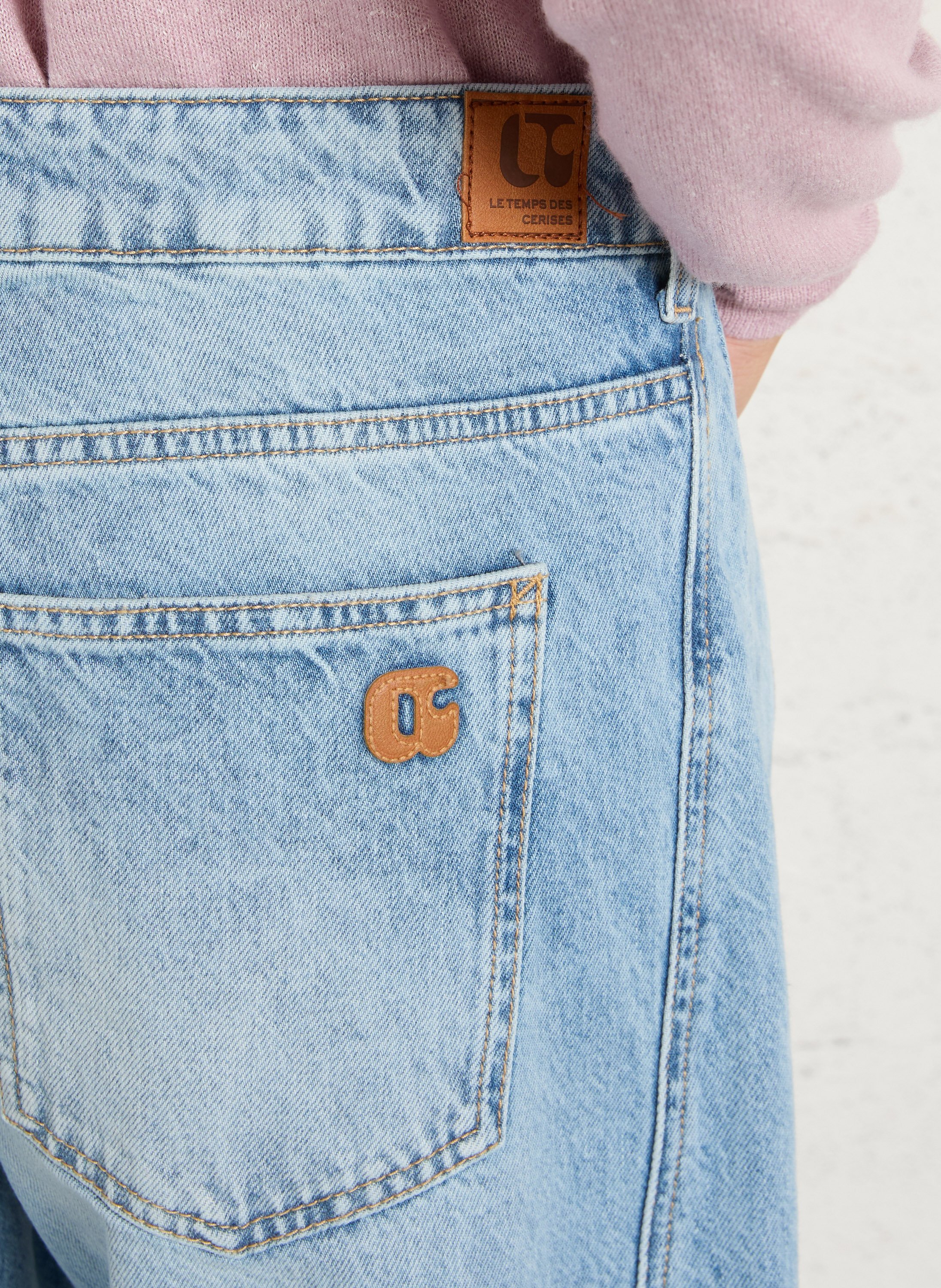 Wide-leg cotton jeans LE TEMPS DES CERISES Blue