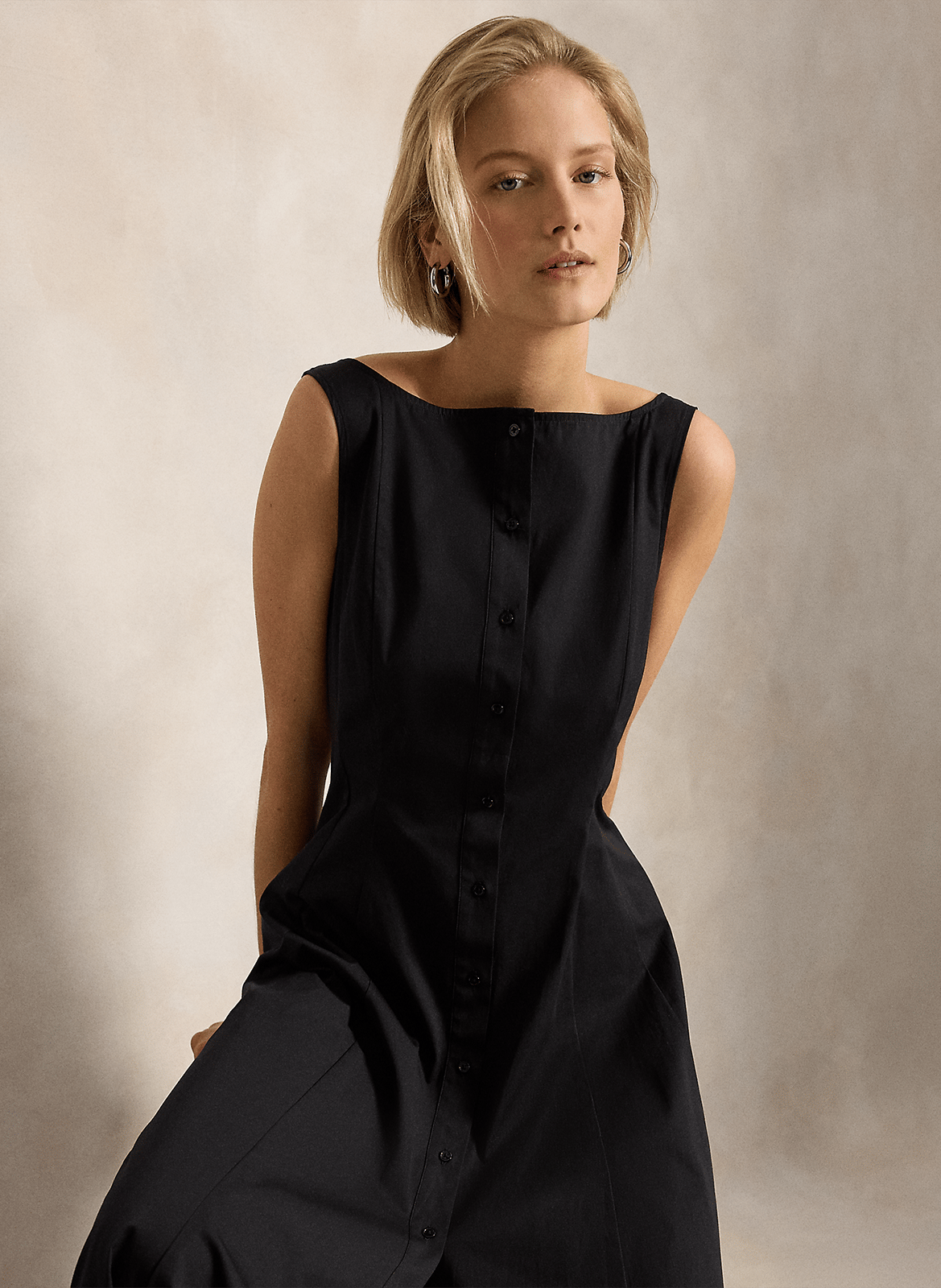 Long boat-neck dress POLO RALPH LAUREN Black