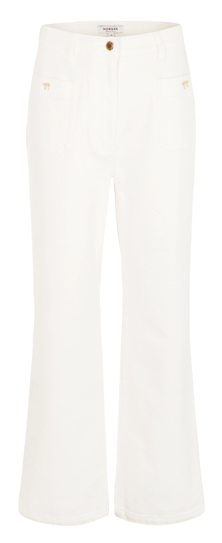 High-rise cotton-blend bootcut jeans MORGAN White