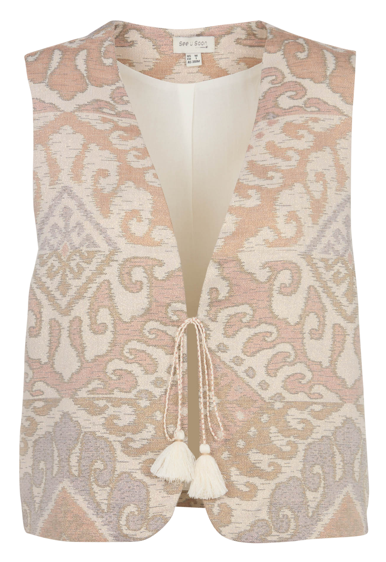 Gimet droit col V imprimé SEE U SOON Beige