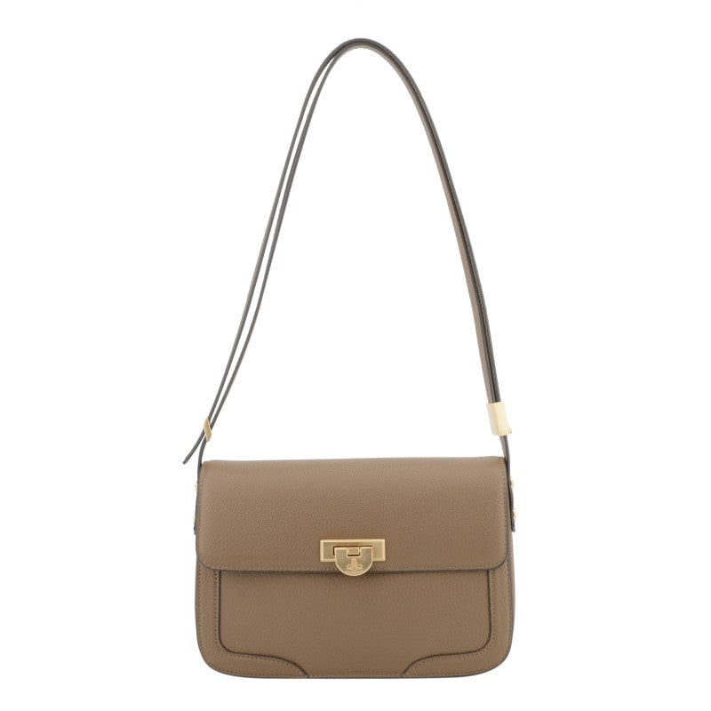 Crossbody bag in cowhide leather AUTEUIL Taupe