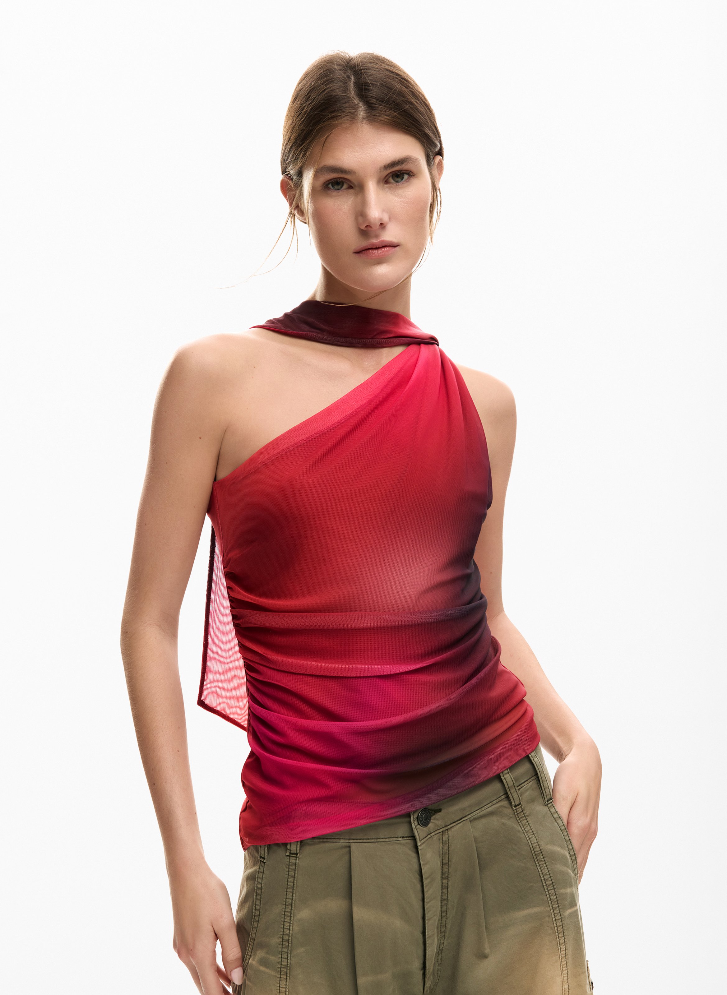 Mouwloze top met strikhalternek DESIGUAL Rood
