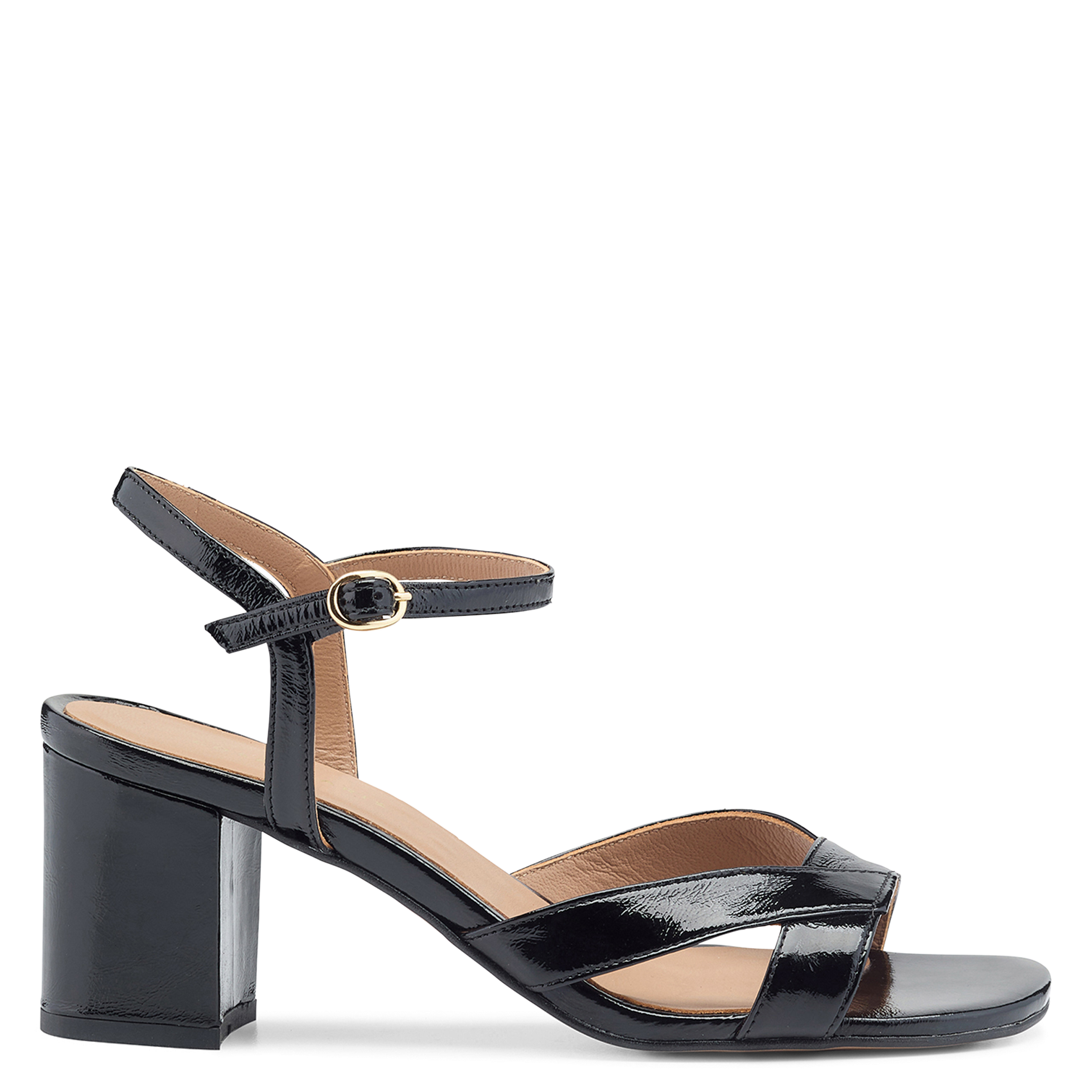 Sandales à talon en cuir vernis COSMOPARIS Noir