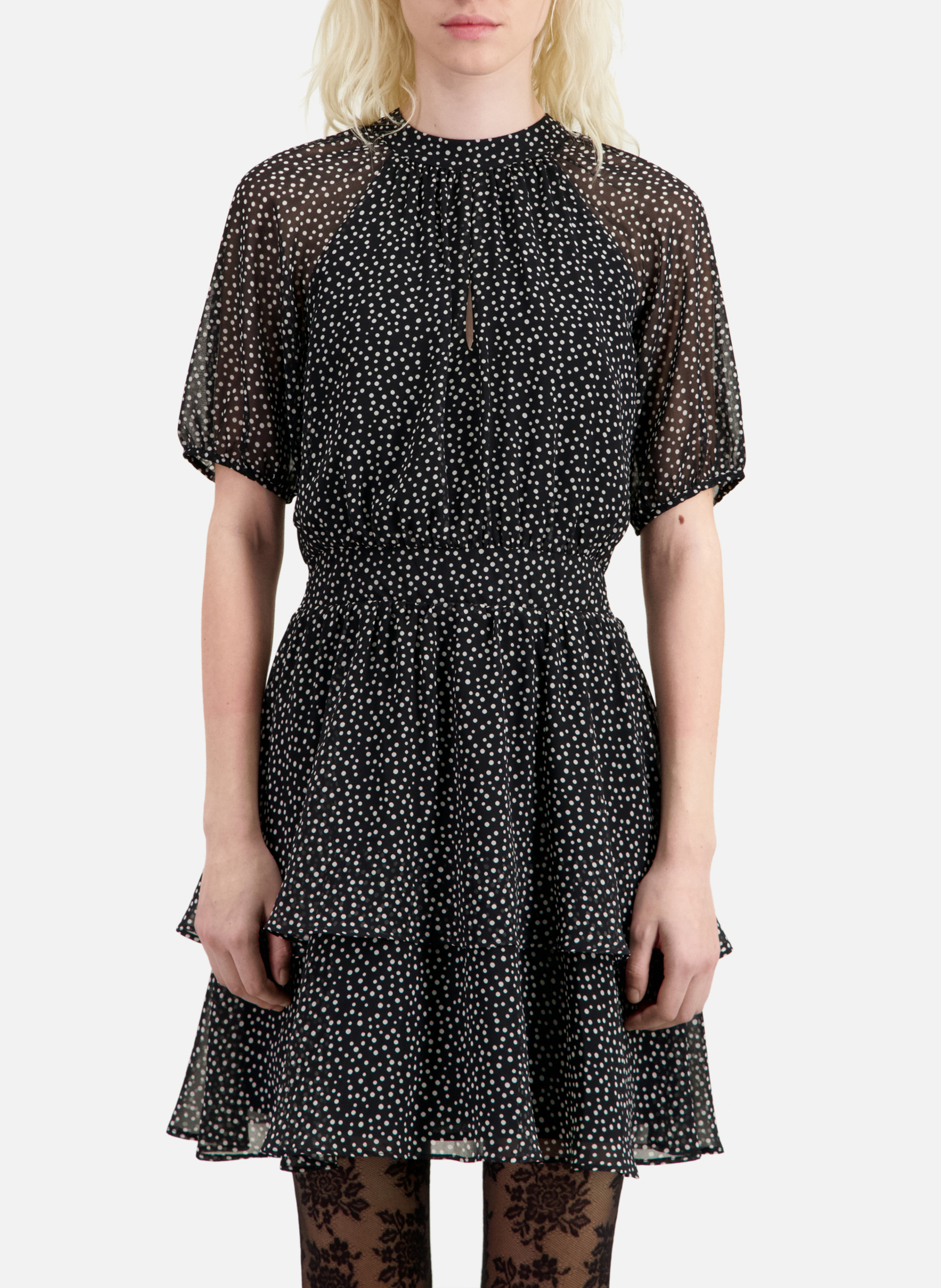 Robe courte col rond à pois THE KOOPLES Noir