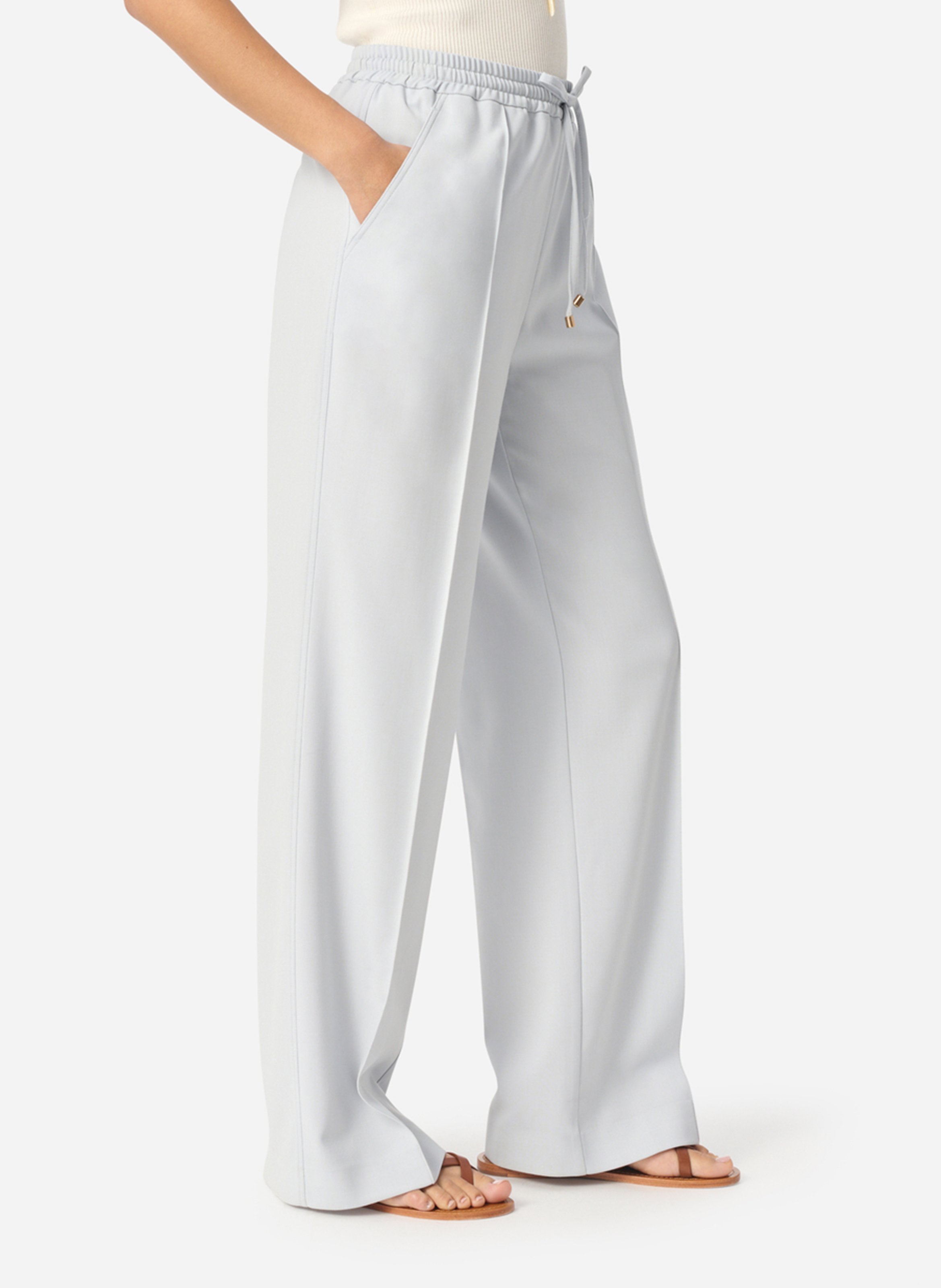 Lichtgewicht en soepele pantalon met plooien Wit