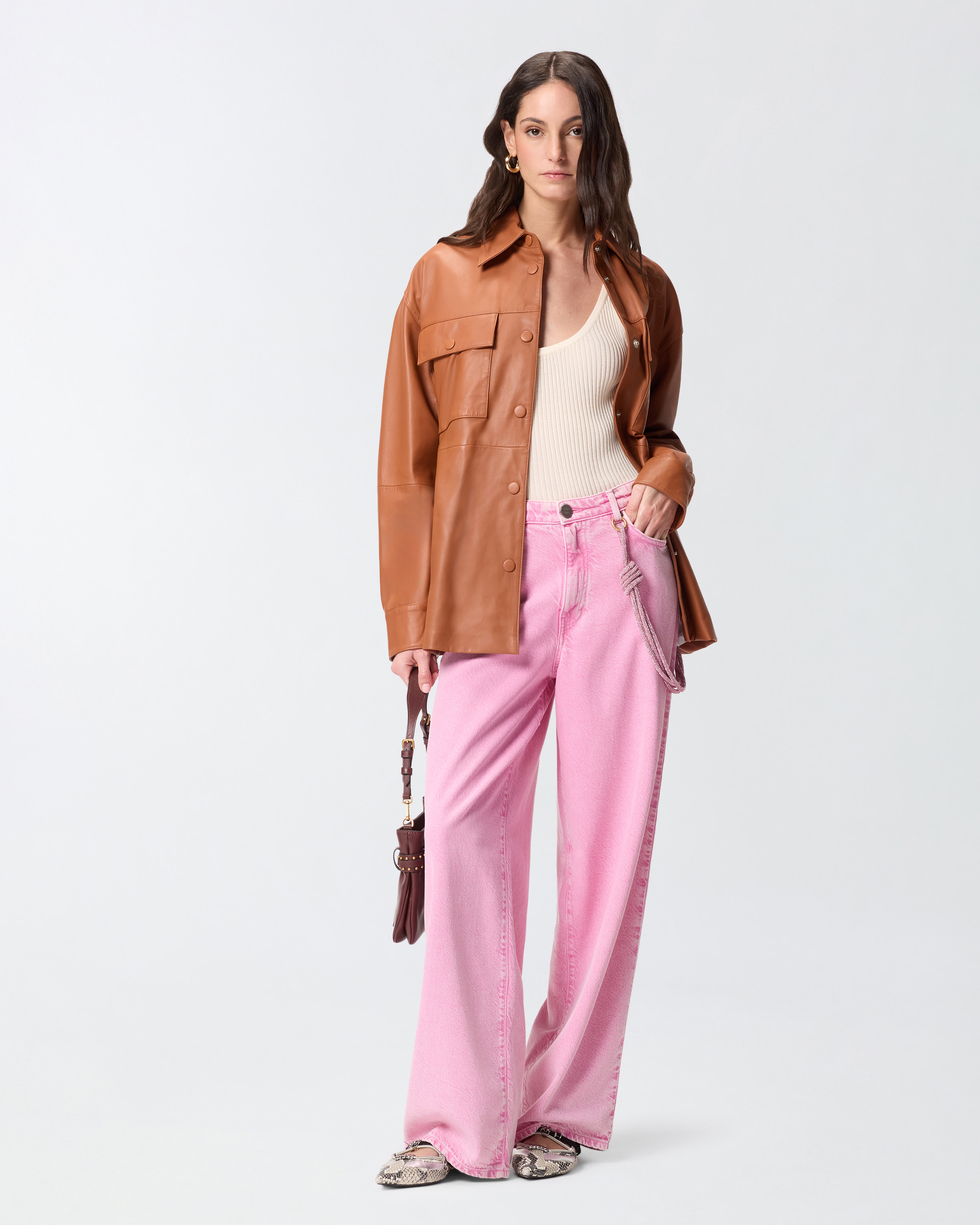 Jean à corde bijou PINKO Rose