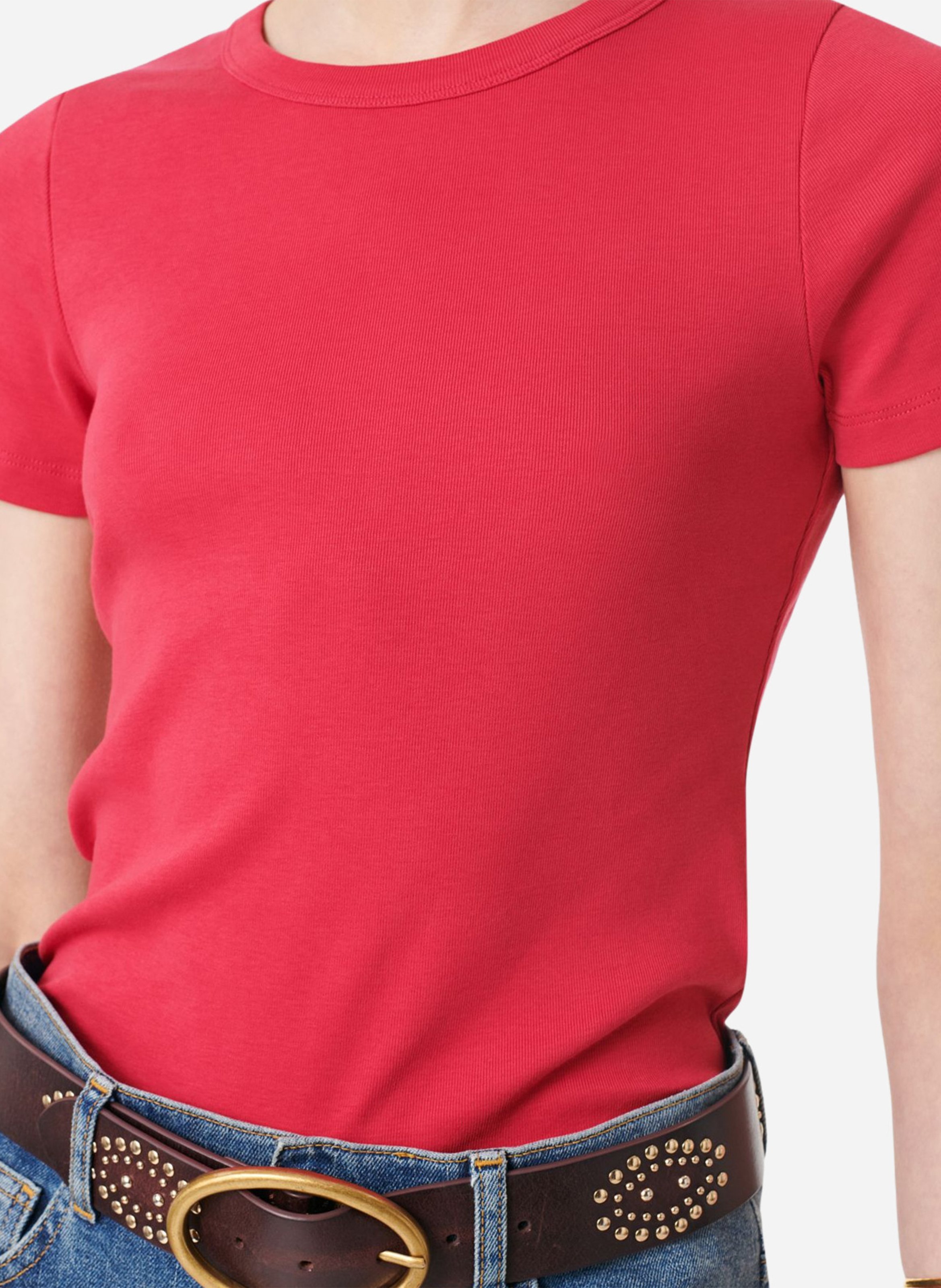 Tee-shirt col rond en coton bio VANESSA BRUNO Rose