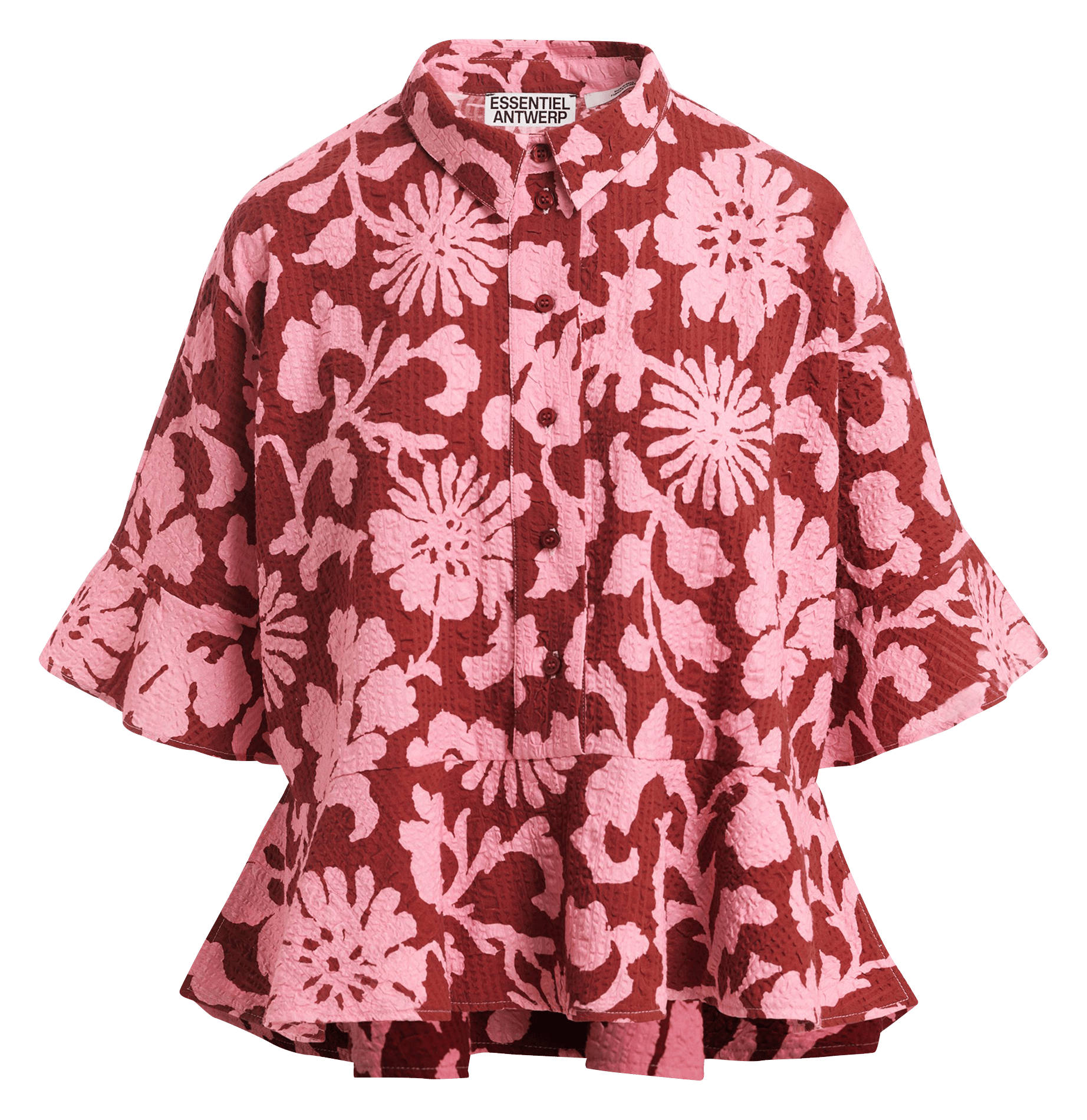 Chemise évasée à motifs en coton ESSENTIEL ANTWERP Rouge