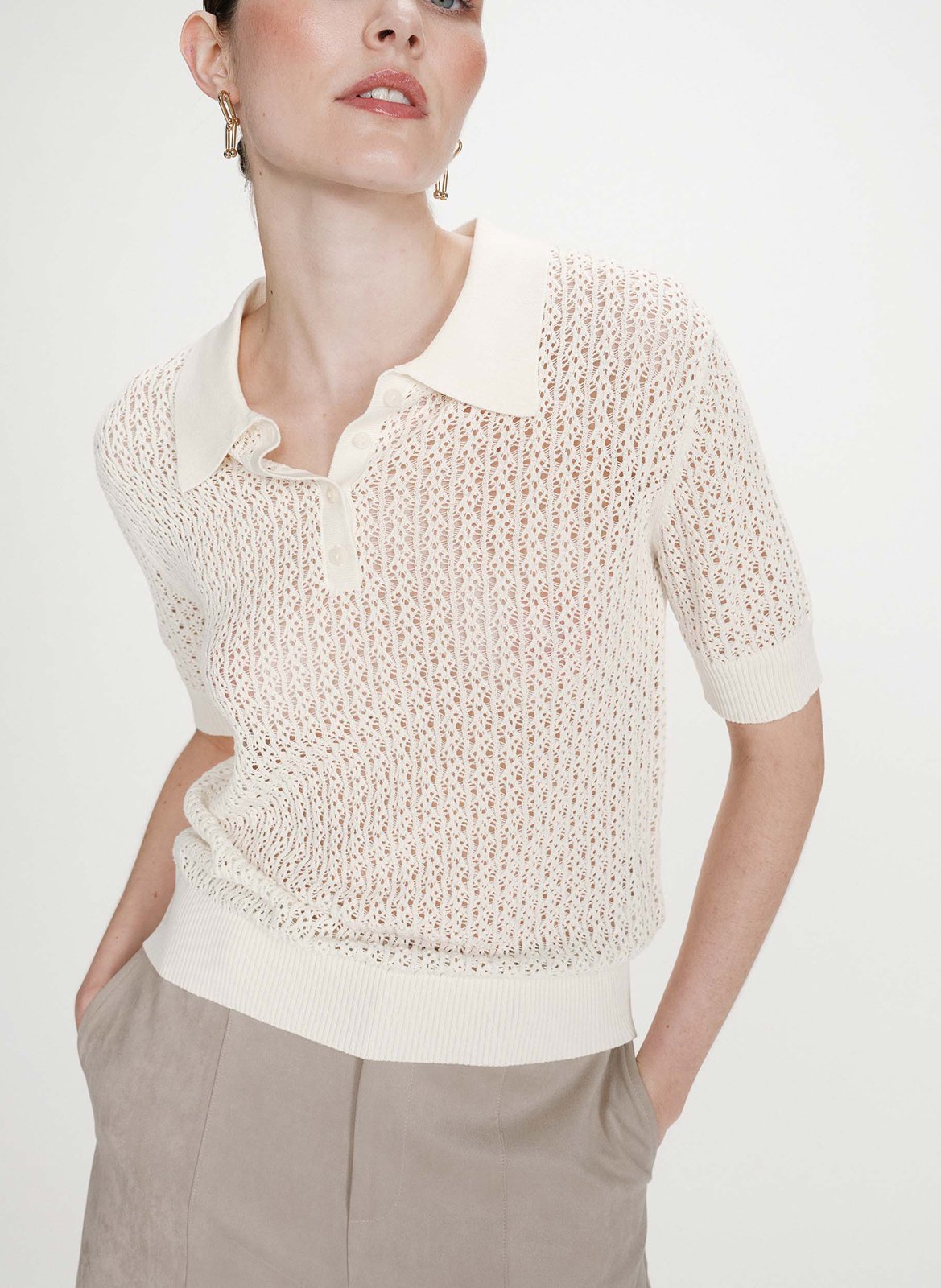 Polo en coton mélangé GRACE ET MILA Blanc