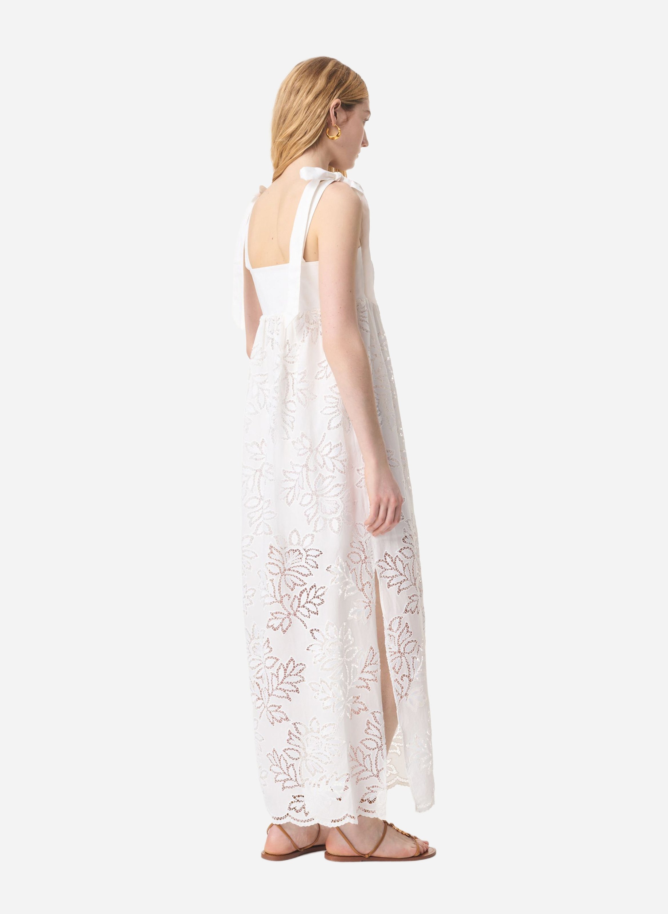 Robe longue brodée en coton VANESSA BRUNO Blanc