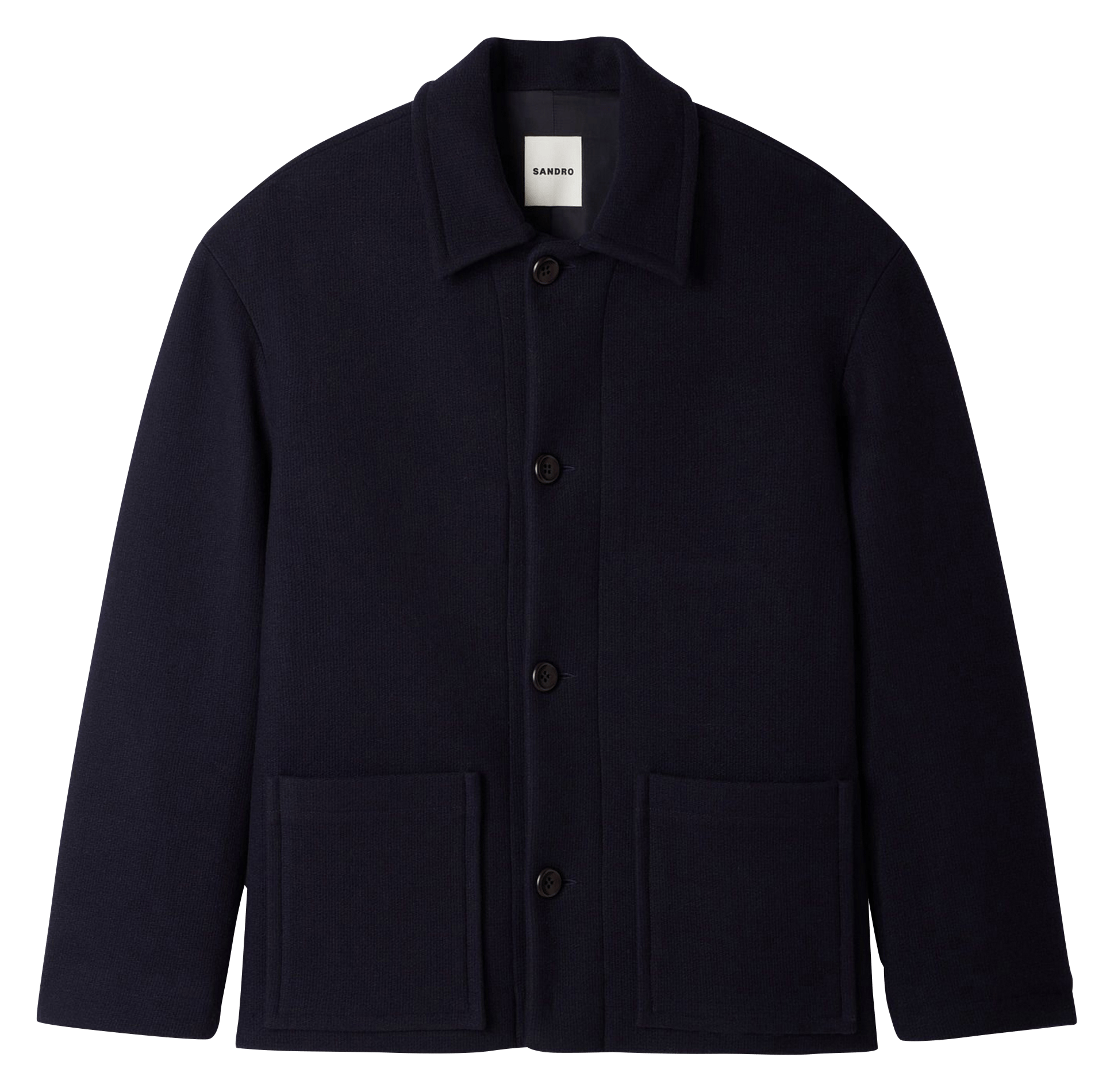 Blouson droit uni en laine mélangée SANDRO Bleu