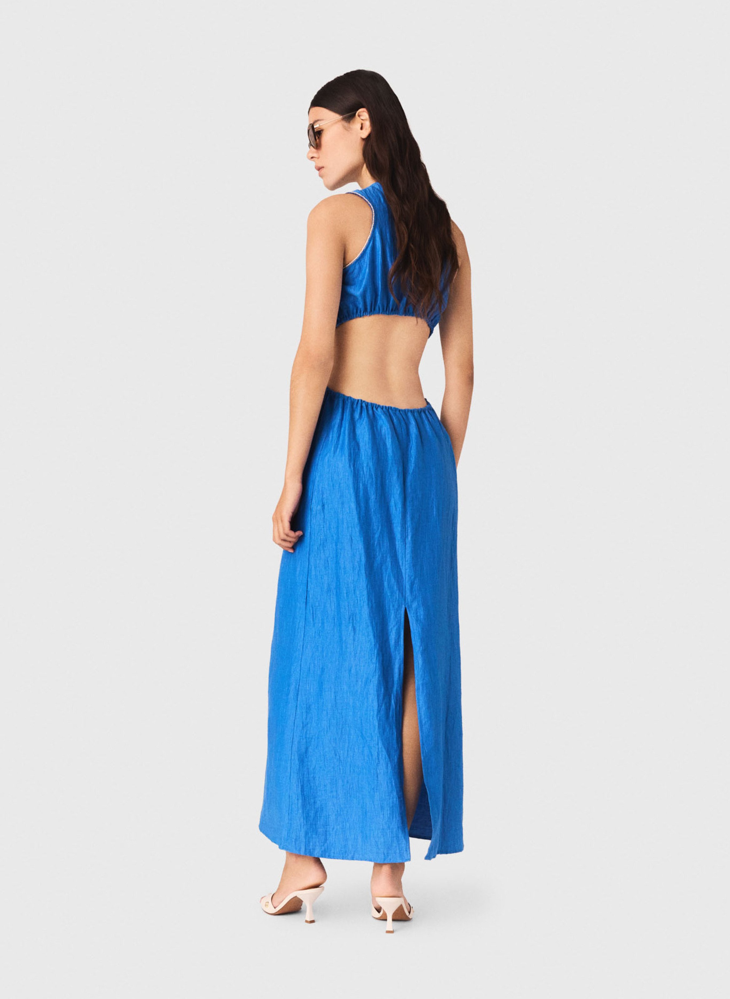 Halflange, glanzende jurk MAJE Blauw