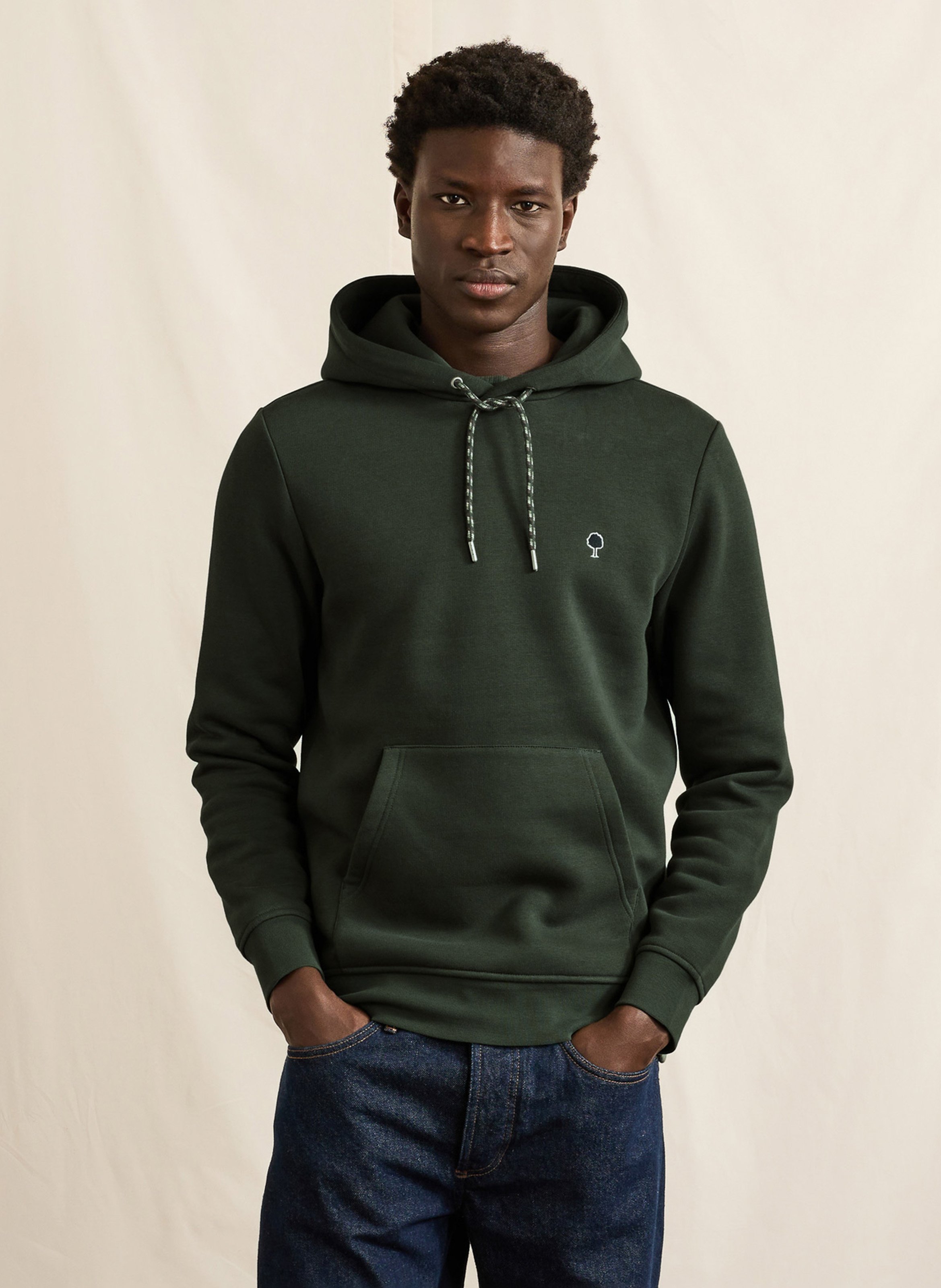 Sweat droit uni à capuche FAGUO Vert