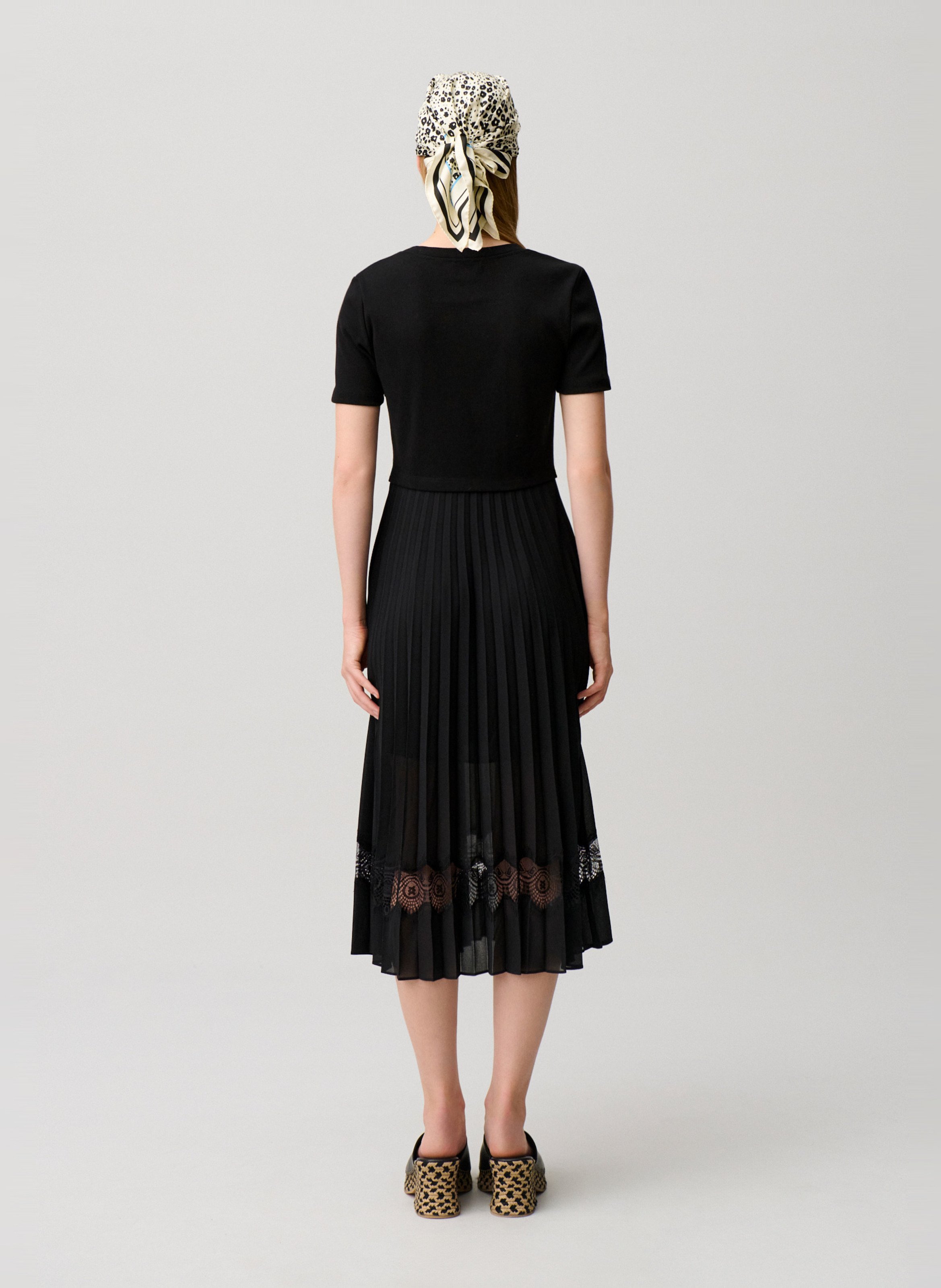 Midikleid aus Material-Mix CLAUDIE PIERLOT Schwarz