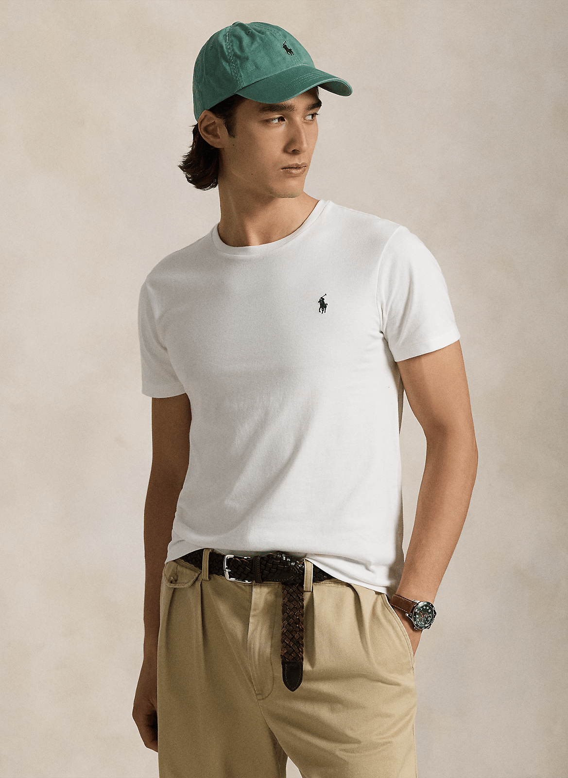 Slim-fit cotton T-shirt with round neck and Pony Player POLO RALPH LAUREN