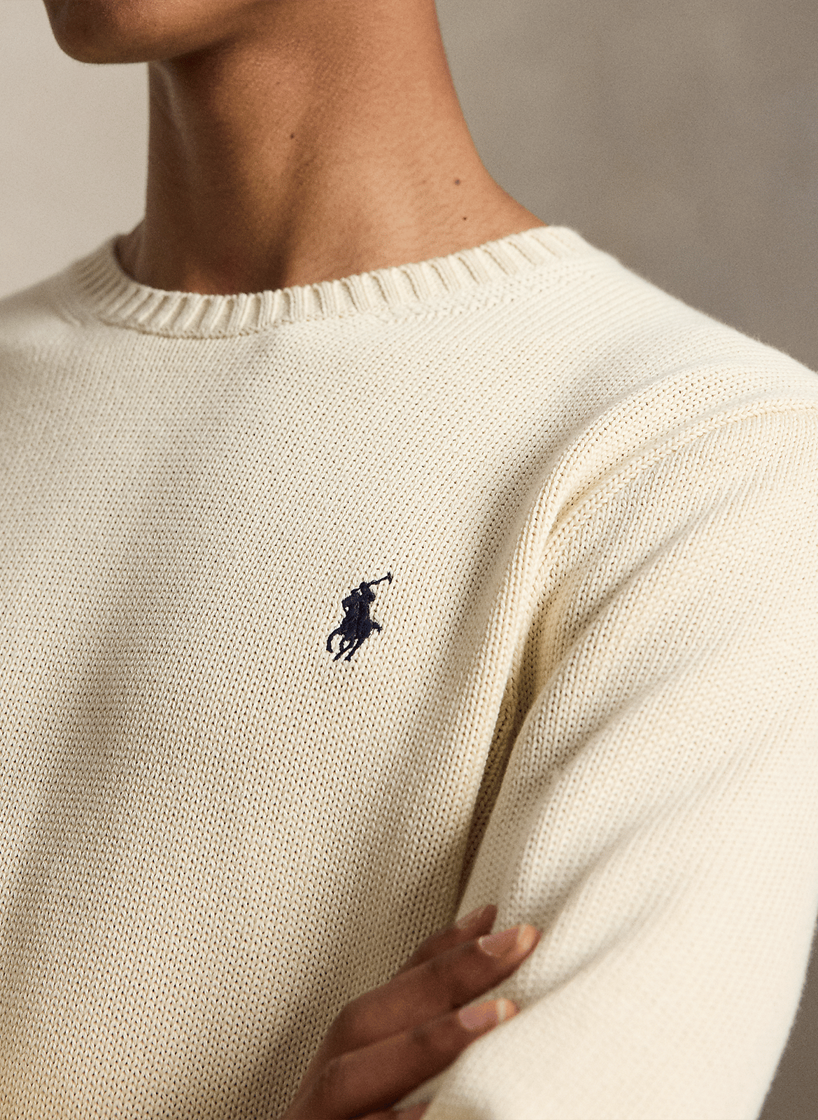 Colour block cotton sweater POLO RALPH LAUREN Beige