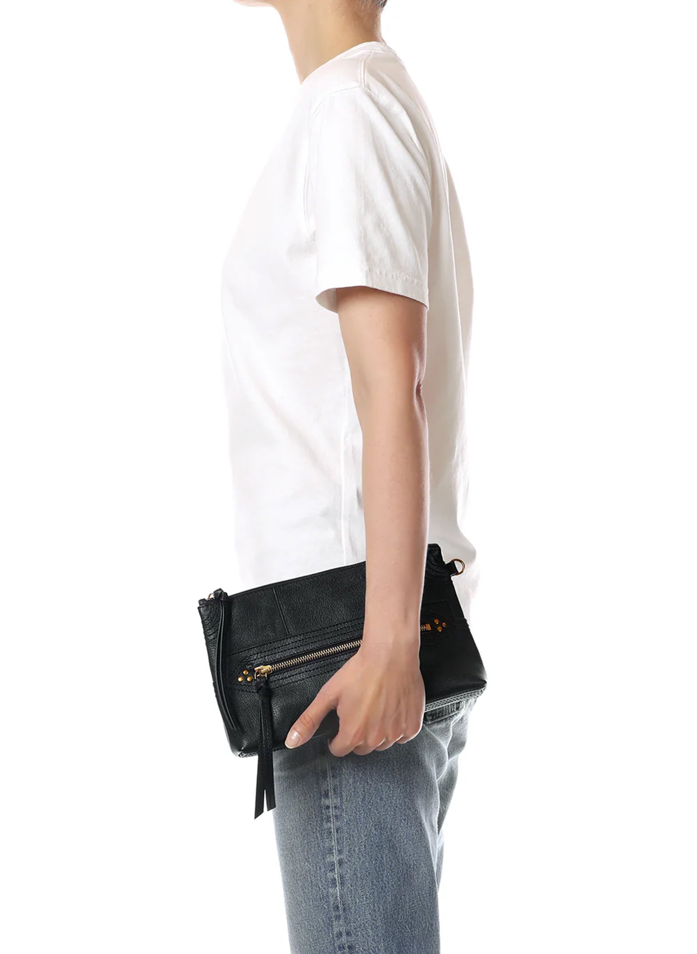 Clutch aus Veloursleder JEROME DREYFUSS Schwarz