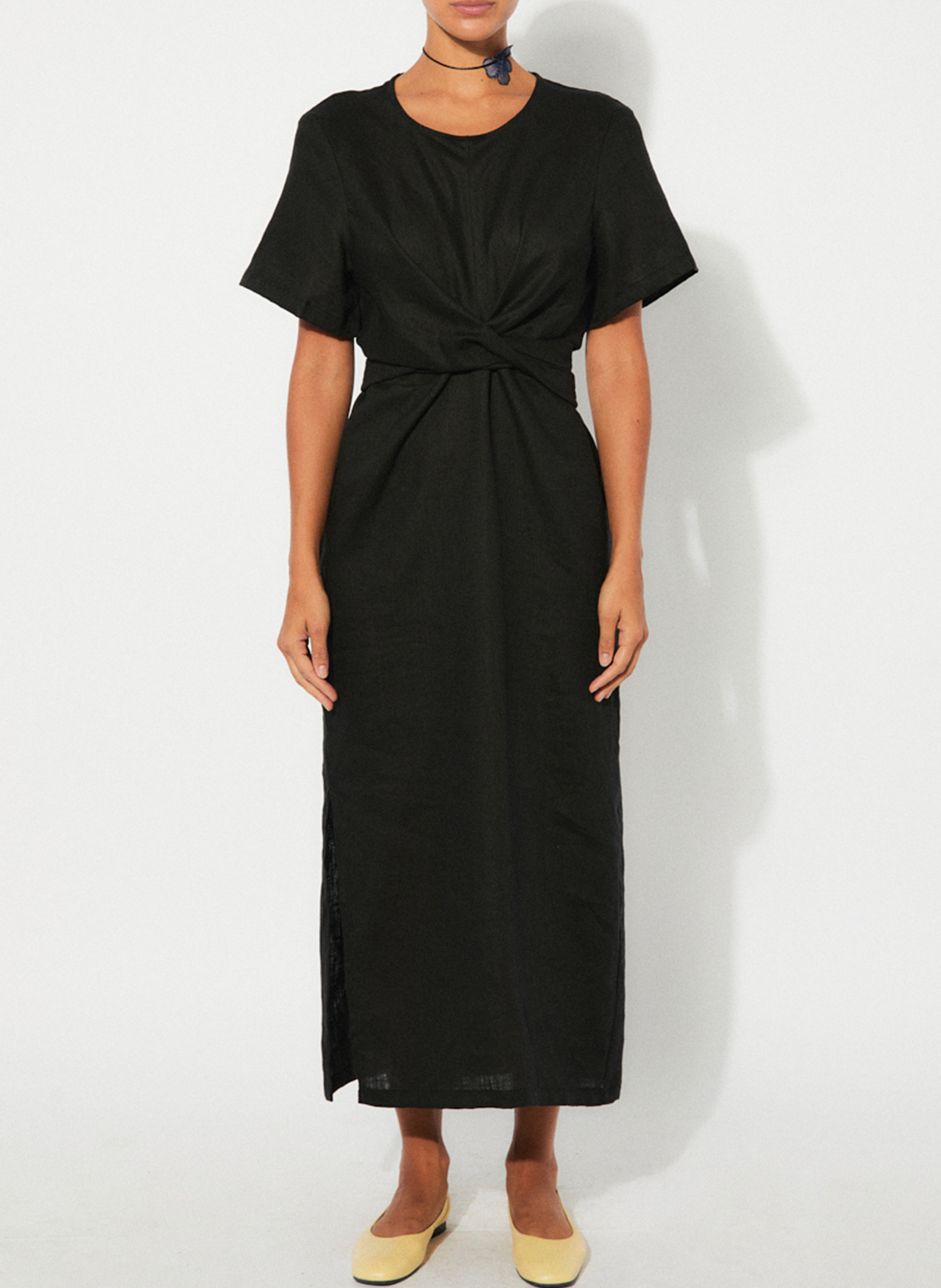 Robe longue en coton mélangé RITA ROW Noir
