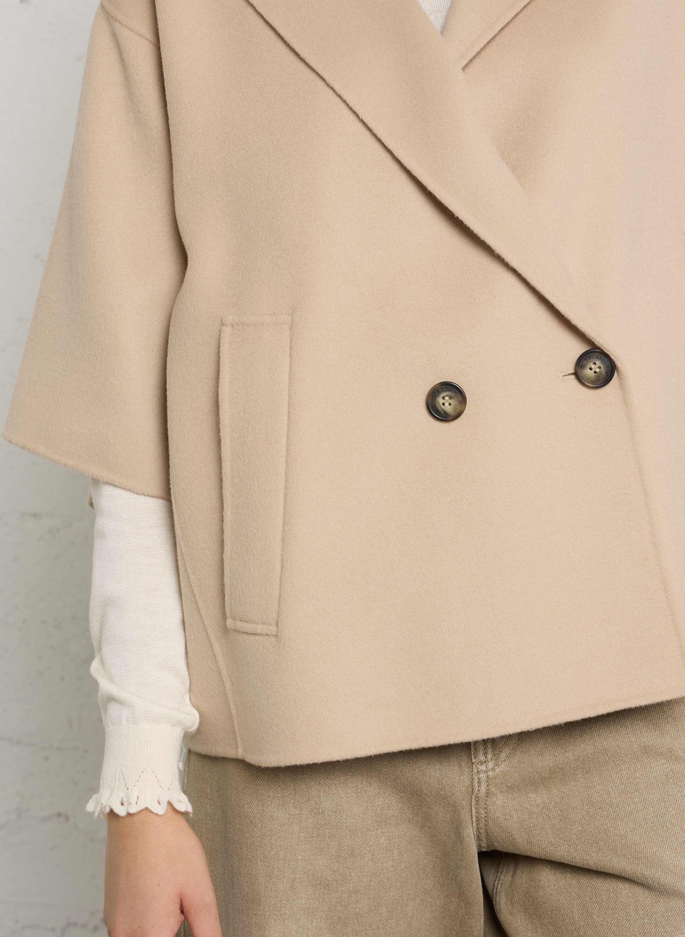 Manteau ample boutonné en laine MAX MARA WEEK END Beige