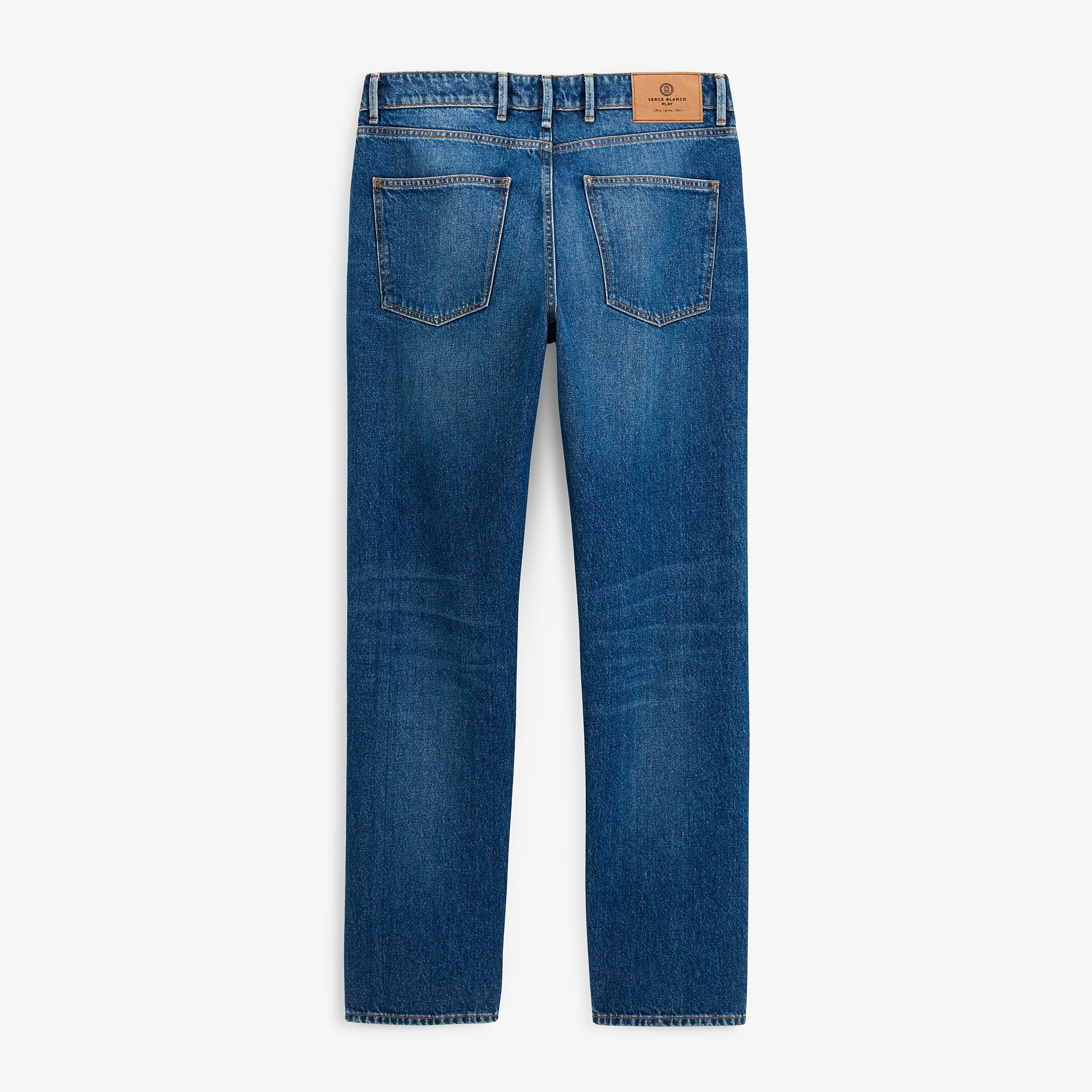 Tapered washed cotton jeans SERGE BLANCO Blue