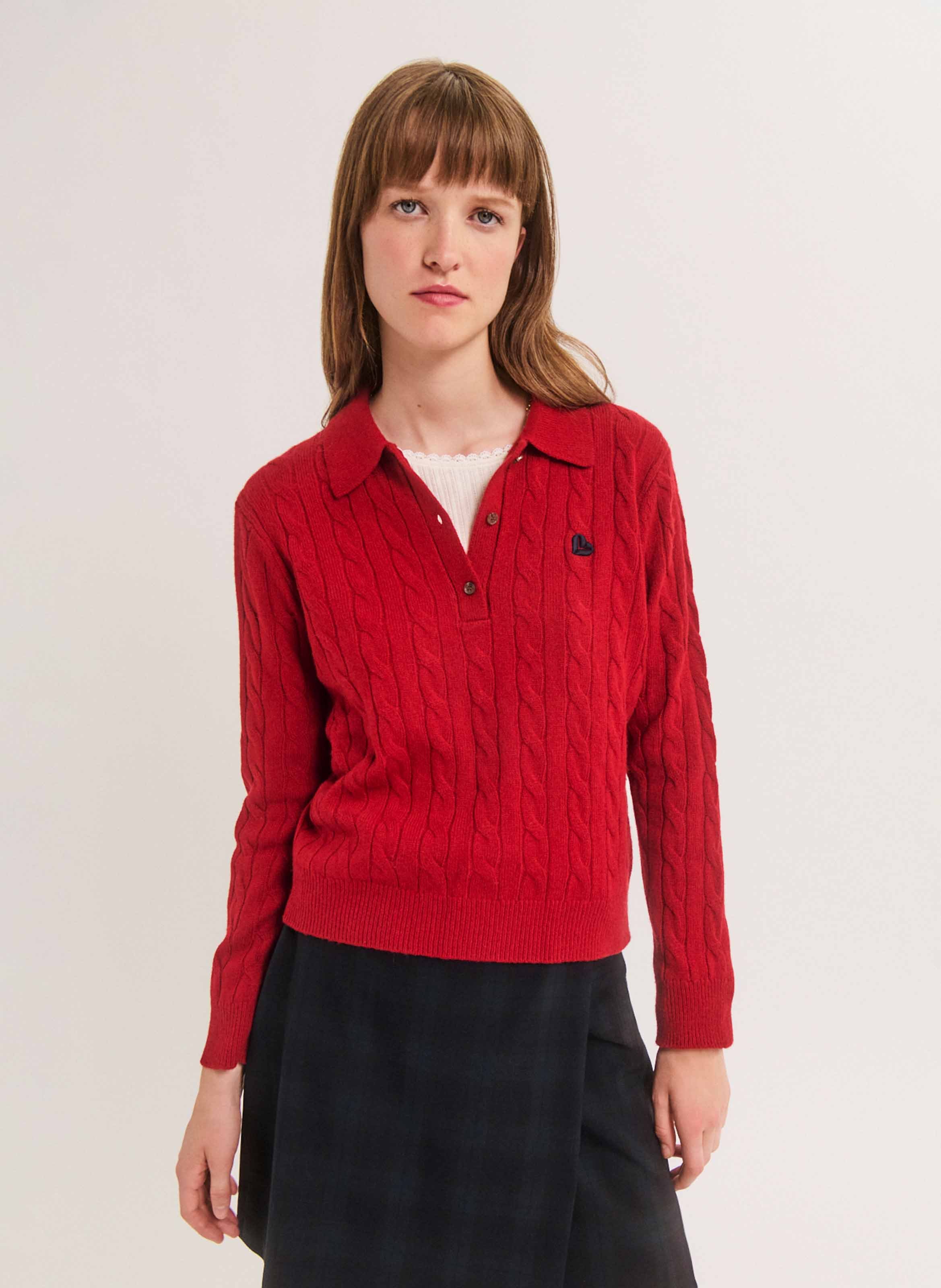Twisted knit polo PABLO Red