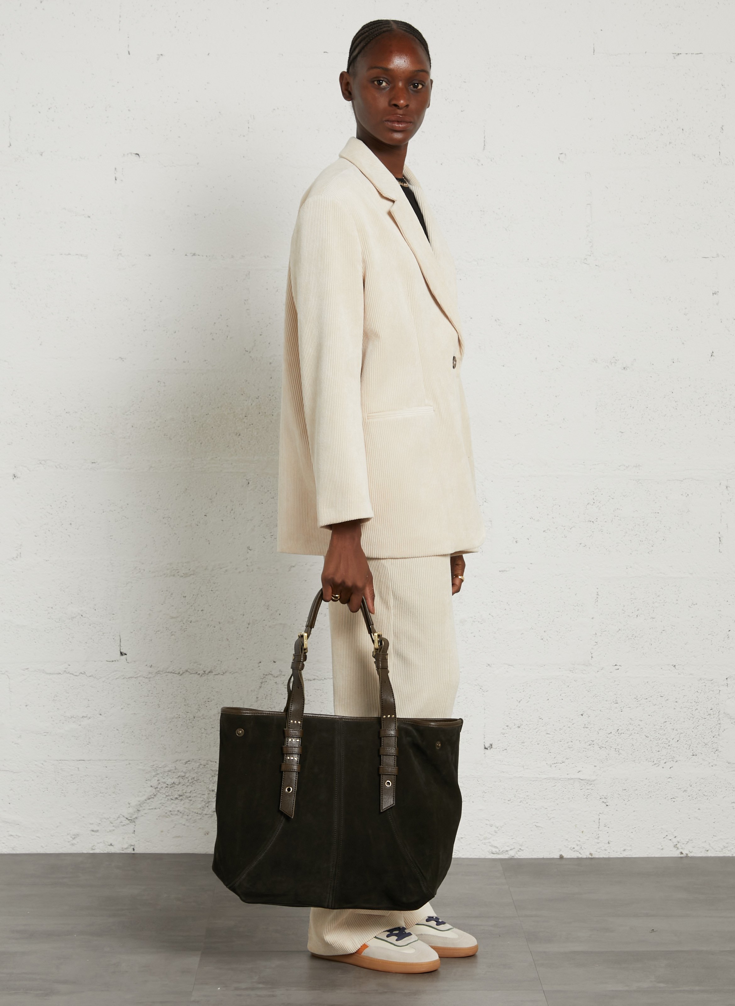 Schultertasche aus Leder MILA LOUISE Khaki