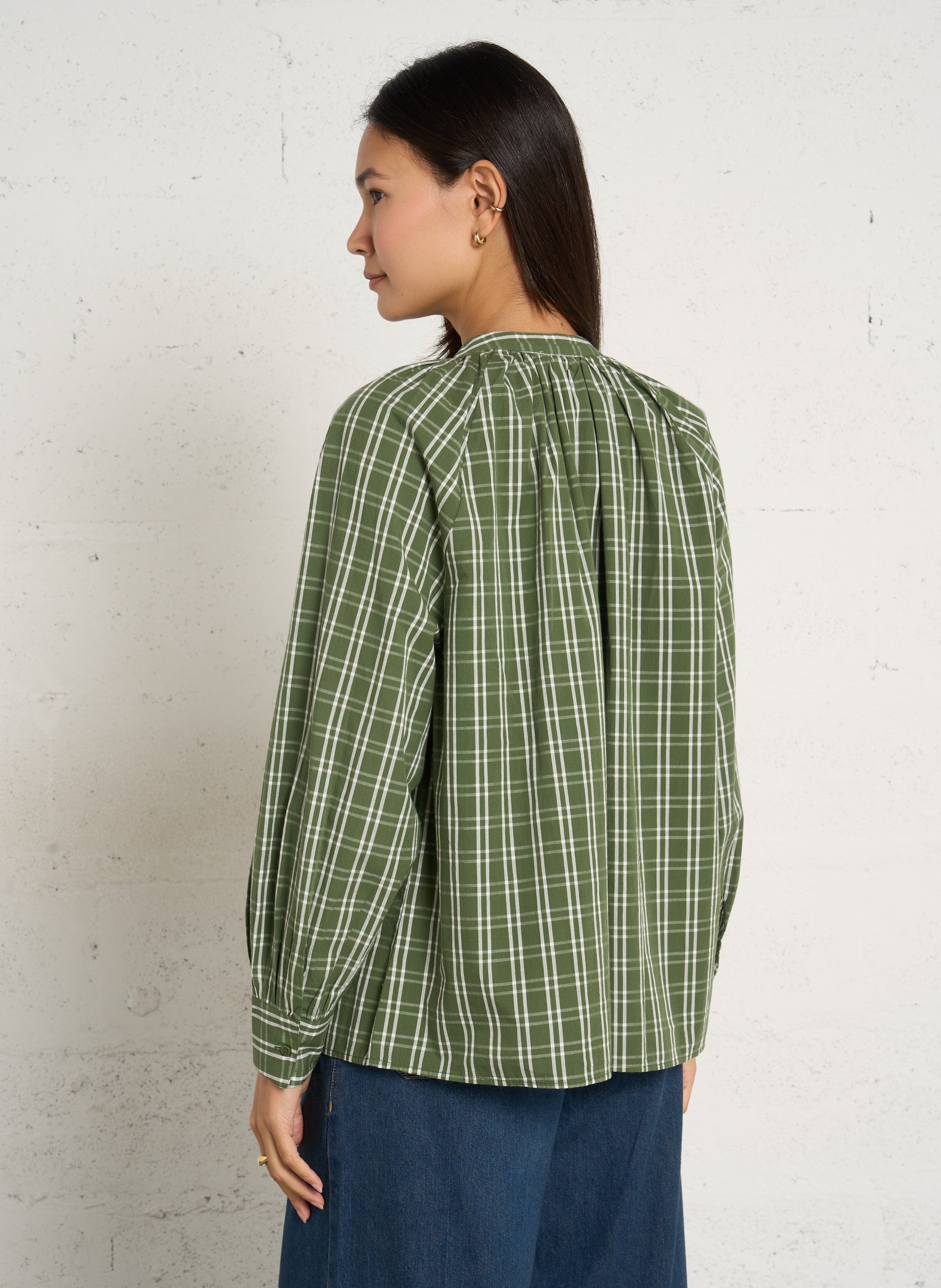 Chemisier oversize à carreaux en coton PETITE MENDIGOTE Vert