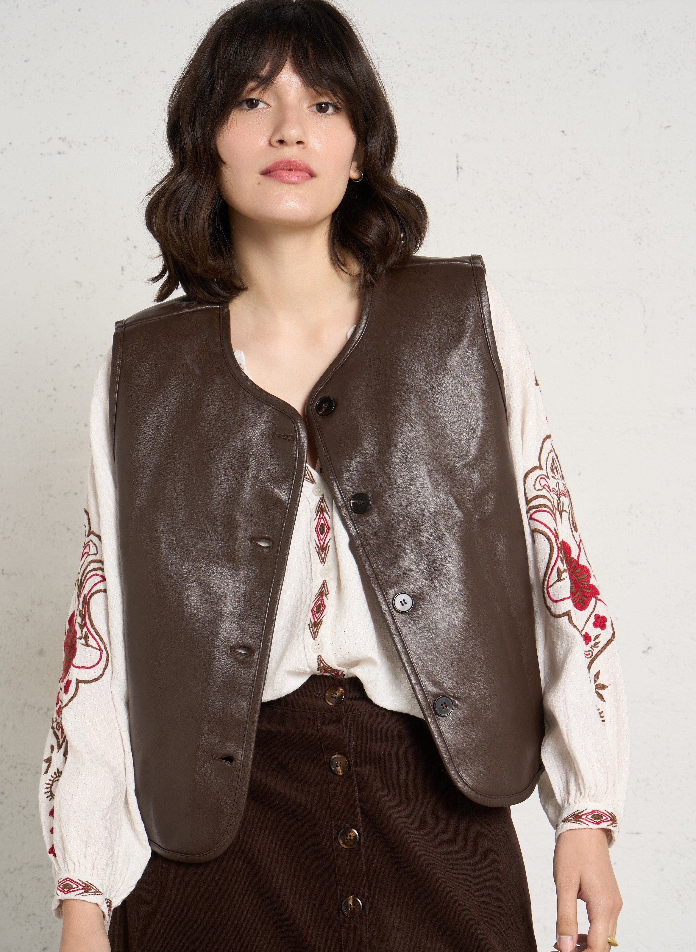 Wendbare ärmellose gerade geschnittene Jacke LA PETITE ETOILE Braun